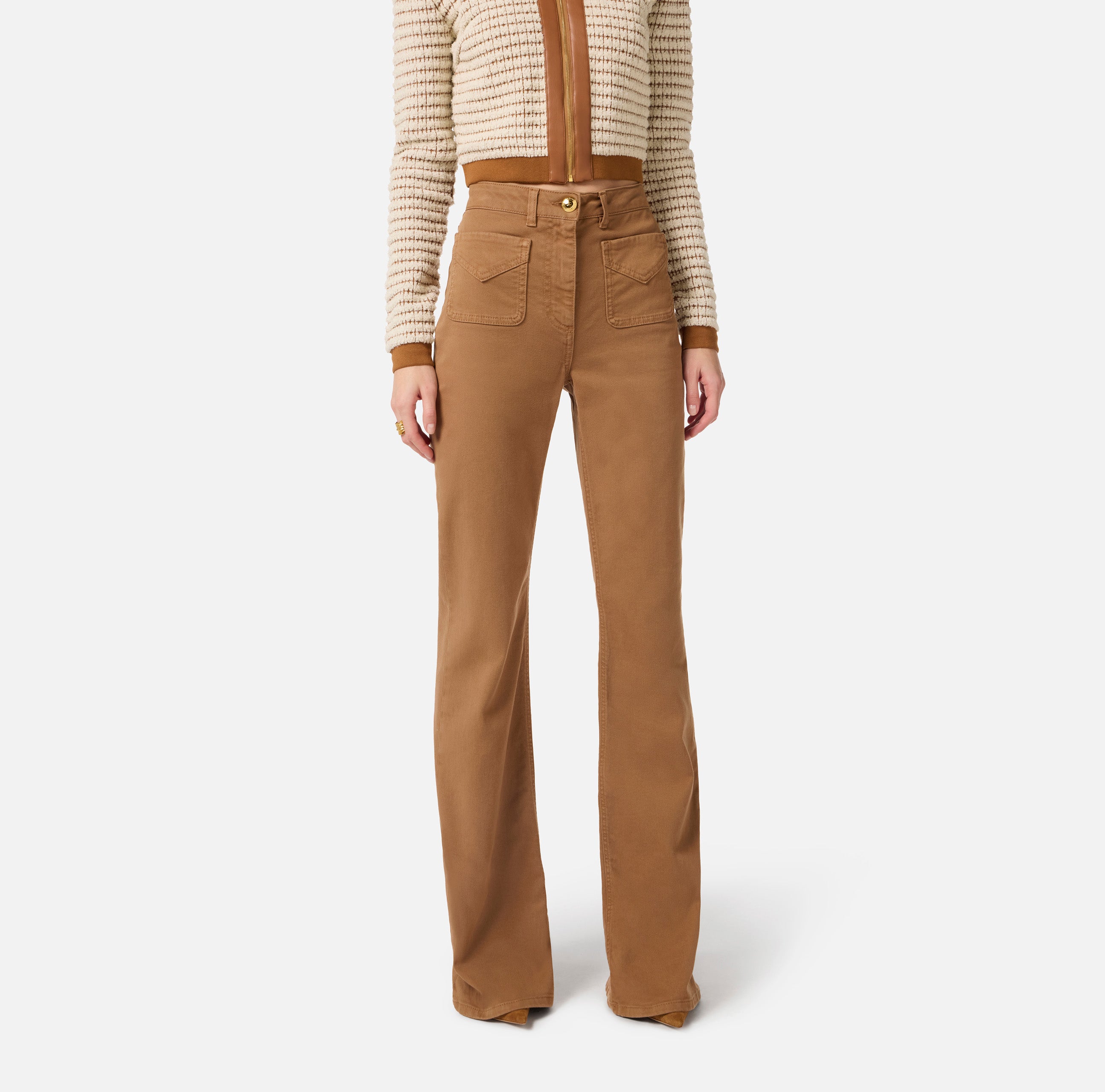 Jeans a zampa con taschini PJ22N61E2 AI6 ELISABETTA FRANCHI Daino 
