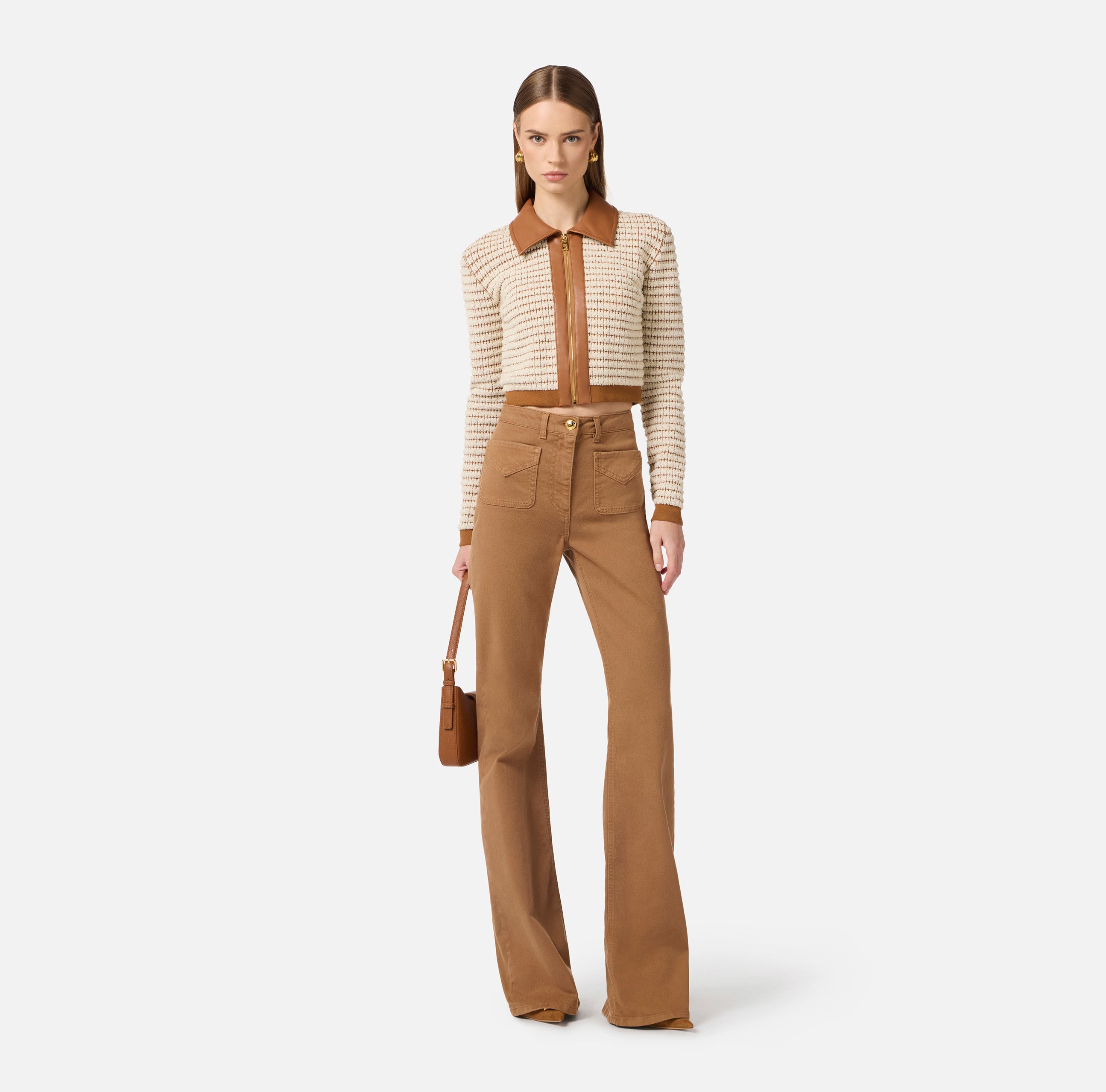 Jeans a zampa con taschini PJ22N61E2 AI6 ELISABETTA FRANCHI Daino 