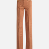 Pantalone in cotone gamba dritta PJ25D61E2 600 ELISABETTA FRANCHI Cuoio 