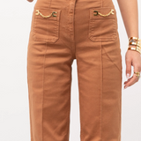 Pantalone in cotone gamba dritta PJ25D61E2 600 ELISABETTA FRANCHI Cuoio 