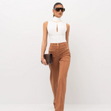 Pantalone in cotone gamba dritta PJ25D61E2 600 ELISABETTA FRANCHI Cuoio 
