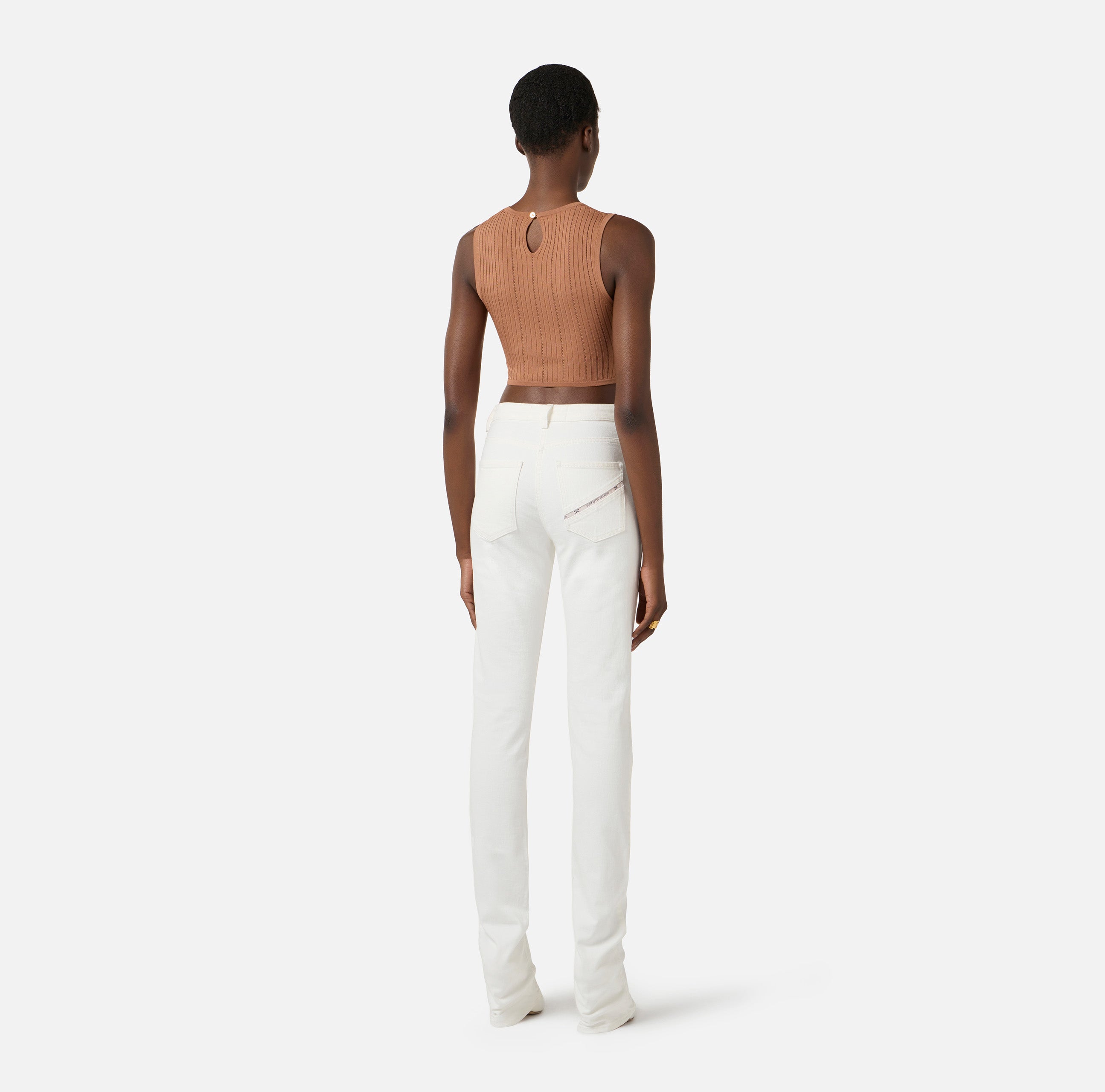 Jeans skinny con lucchetto gioiello PJ29I61E1 360 ELISABETTA FRANCHI Avorio 