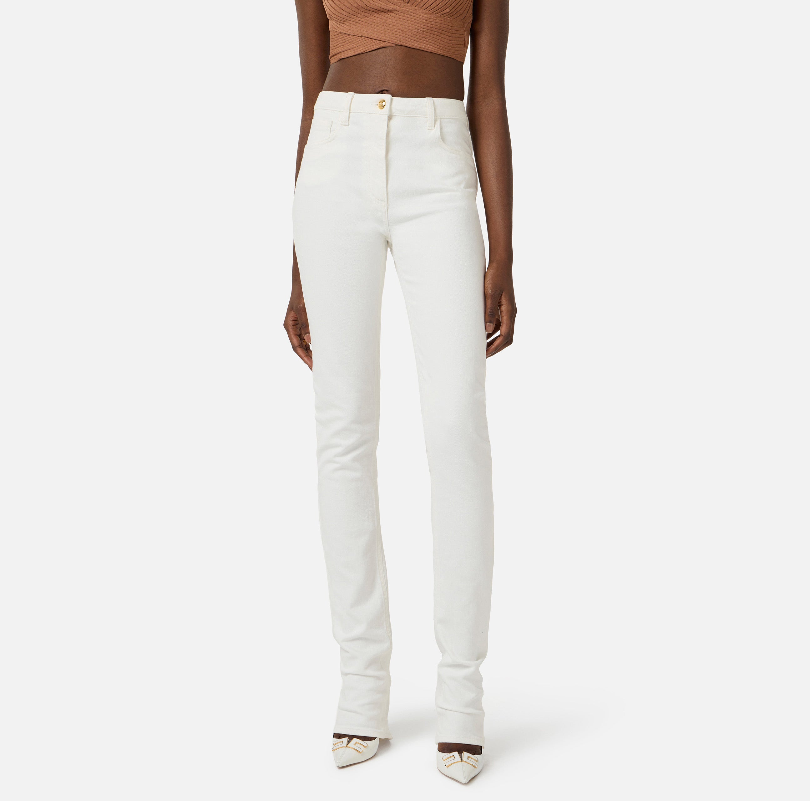 Jeans skinny con lucchetto gioiello PJ29I61E1 360 ELISABETTA FRANCHI Avorio 