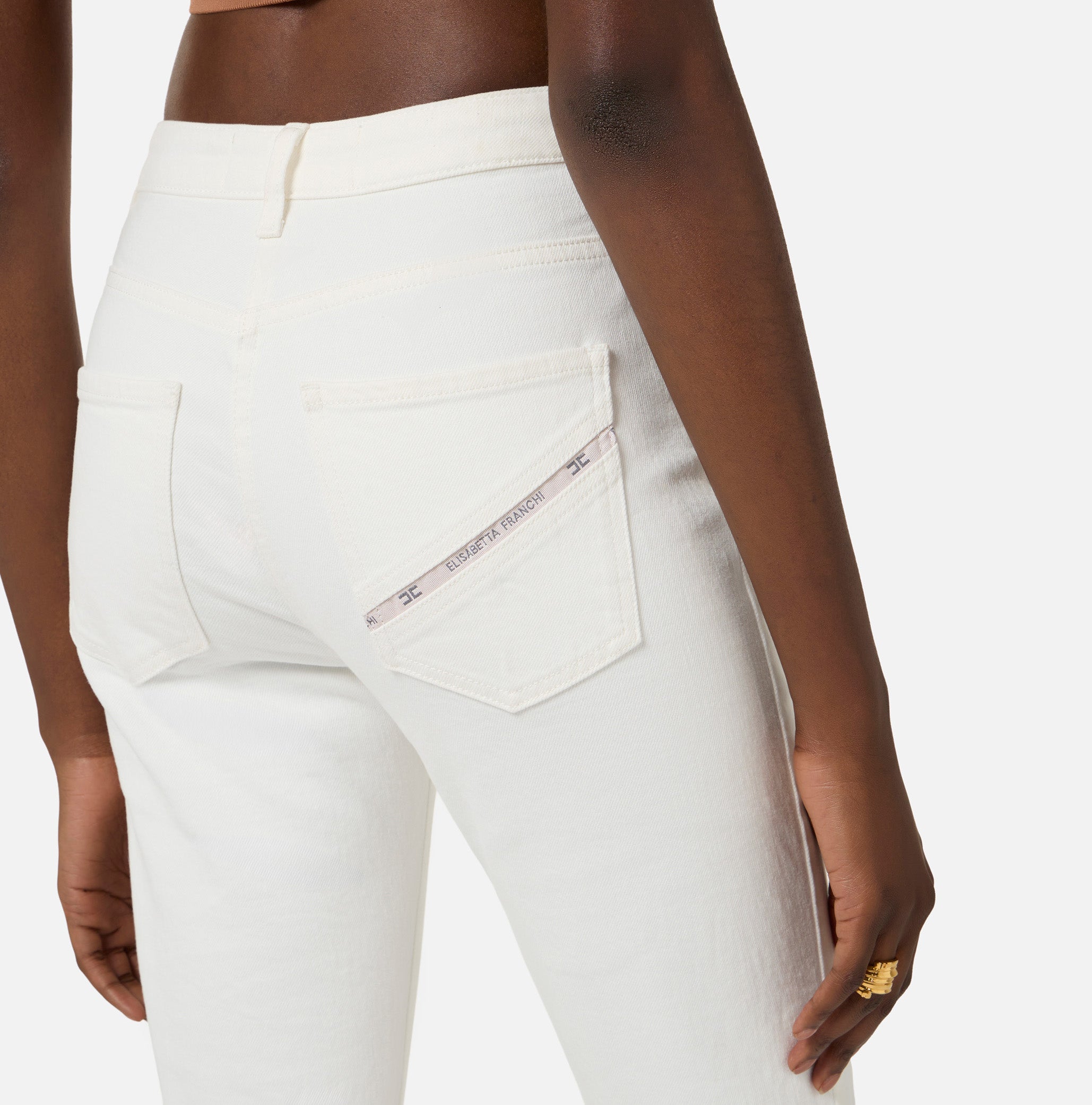 Jeans skinny con lucchetto gioiello PJ29I61E1 360 ELISABETTA FRANCHI Avorio 