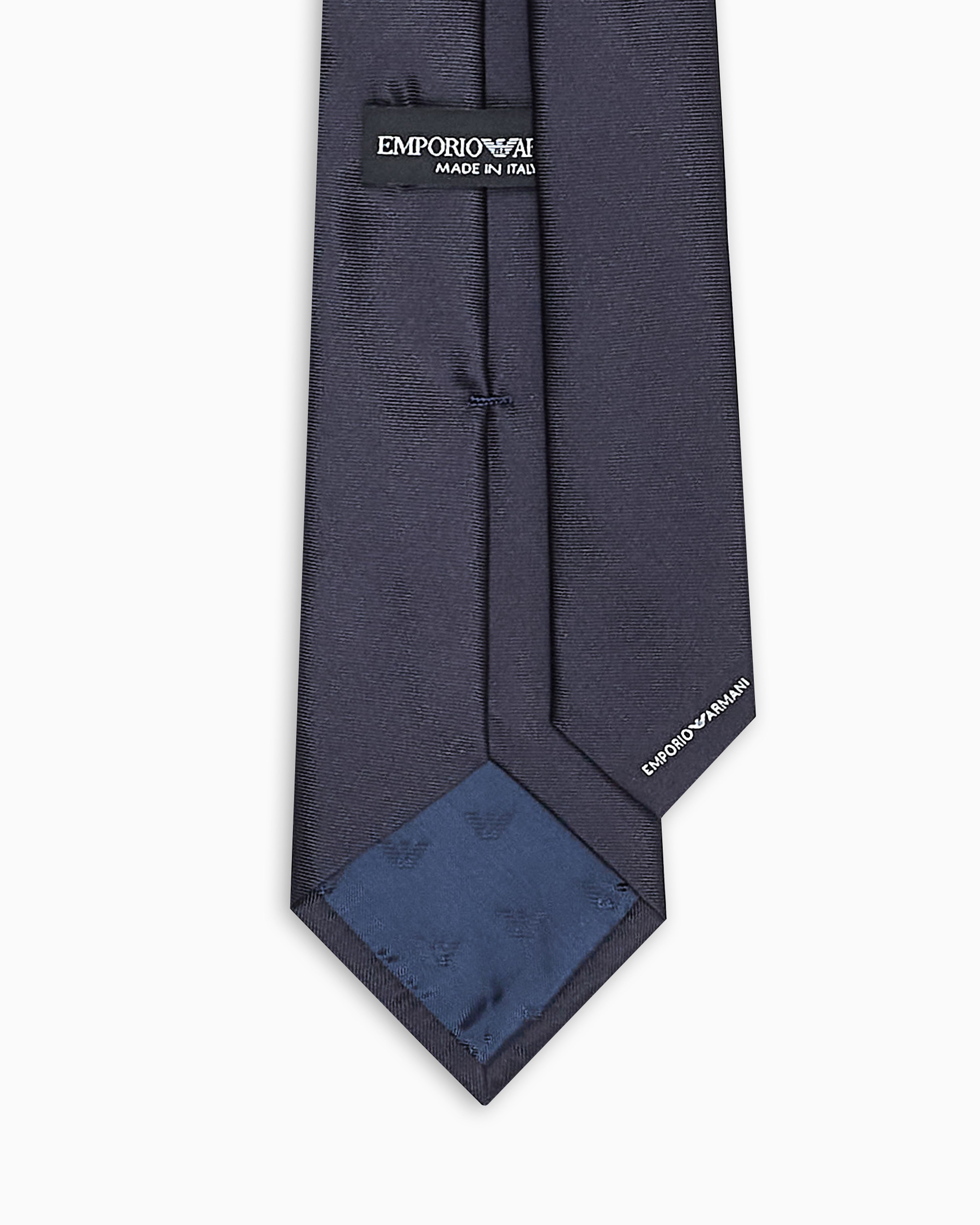Cravatta in pura seta effetto ottoman 340075 2R600 00035 EMPORIO ARMANI Blu navy 