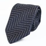 Cravatta in pura seta con lettering jacquard motivo chevron 340075 3R604 00035 EMPORIO ARMANI Blu navy 