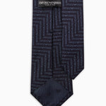 Cravatta in pura seta con lettering jacquard motivo chevron 340075 3R604 05236 EMPORIO ARMANI Blu oltremare 
