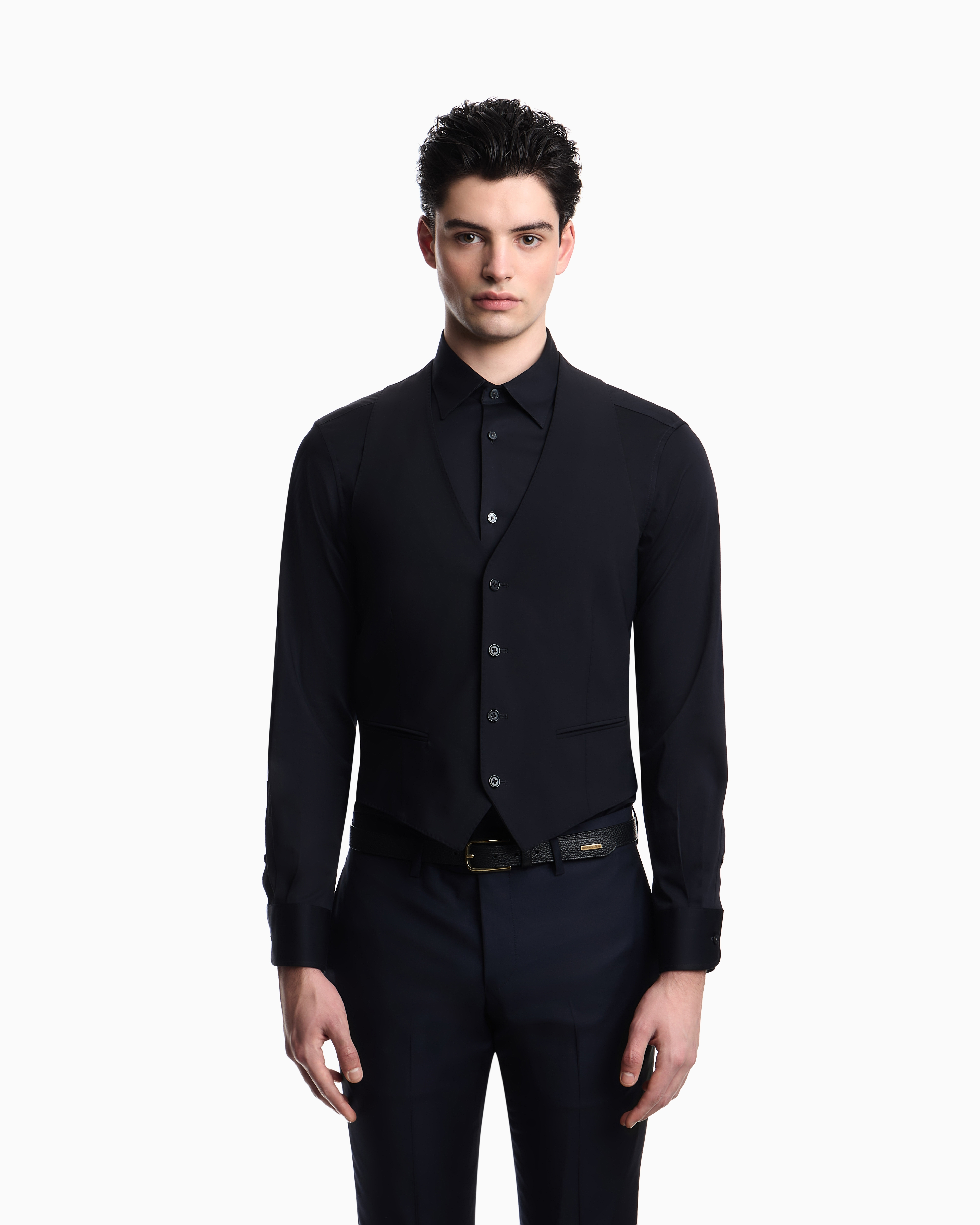 Gilet monopetto in tela di fresco lanal stretch EM000489 TE19183 UB109 EMPORIO ARMANI Dark navy 