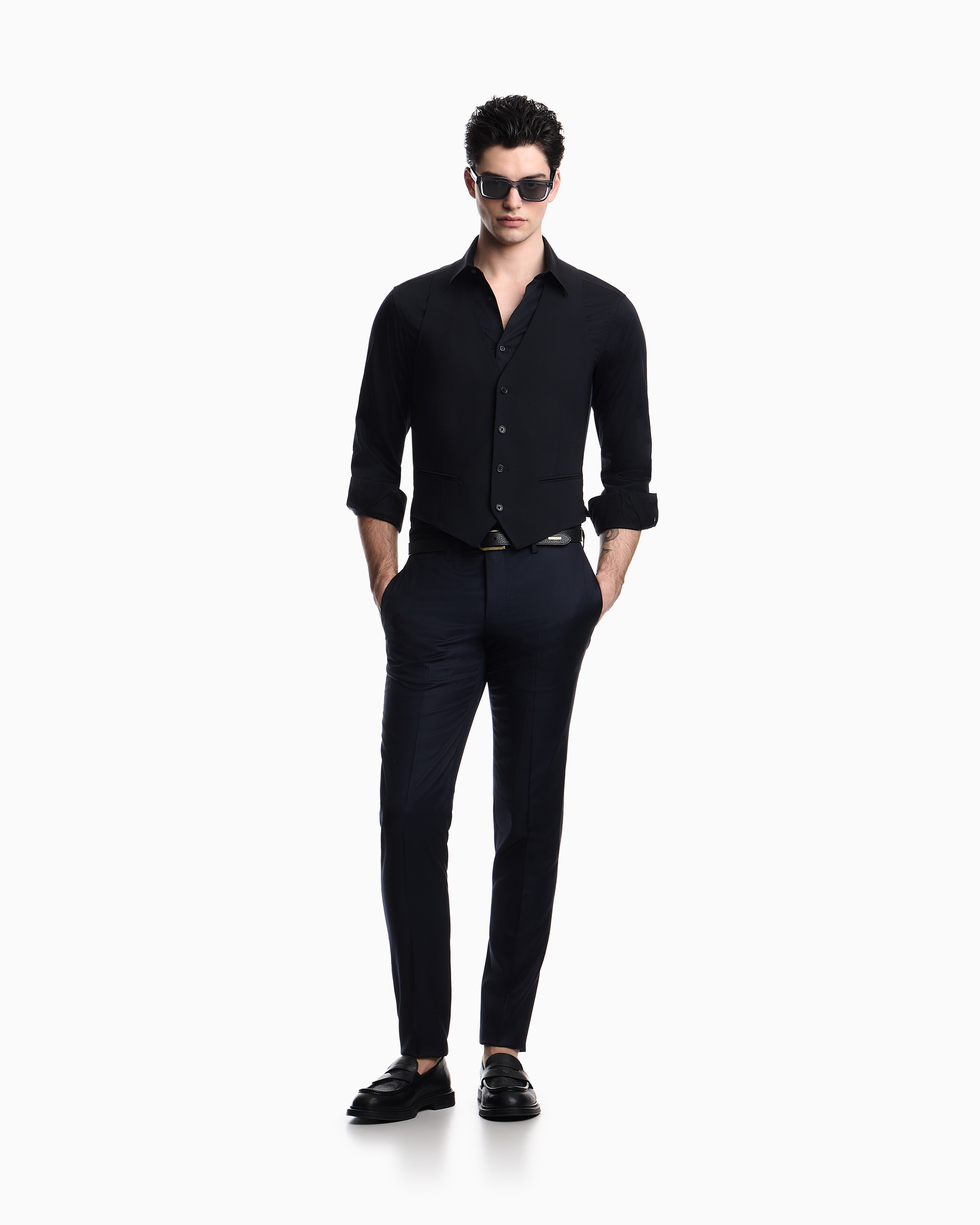 Gilet monopetto in tela di fresco lanal stretch EM000489 TE19183 UB109 EMPORIO ARMANI Dark navy 