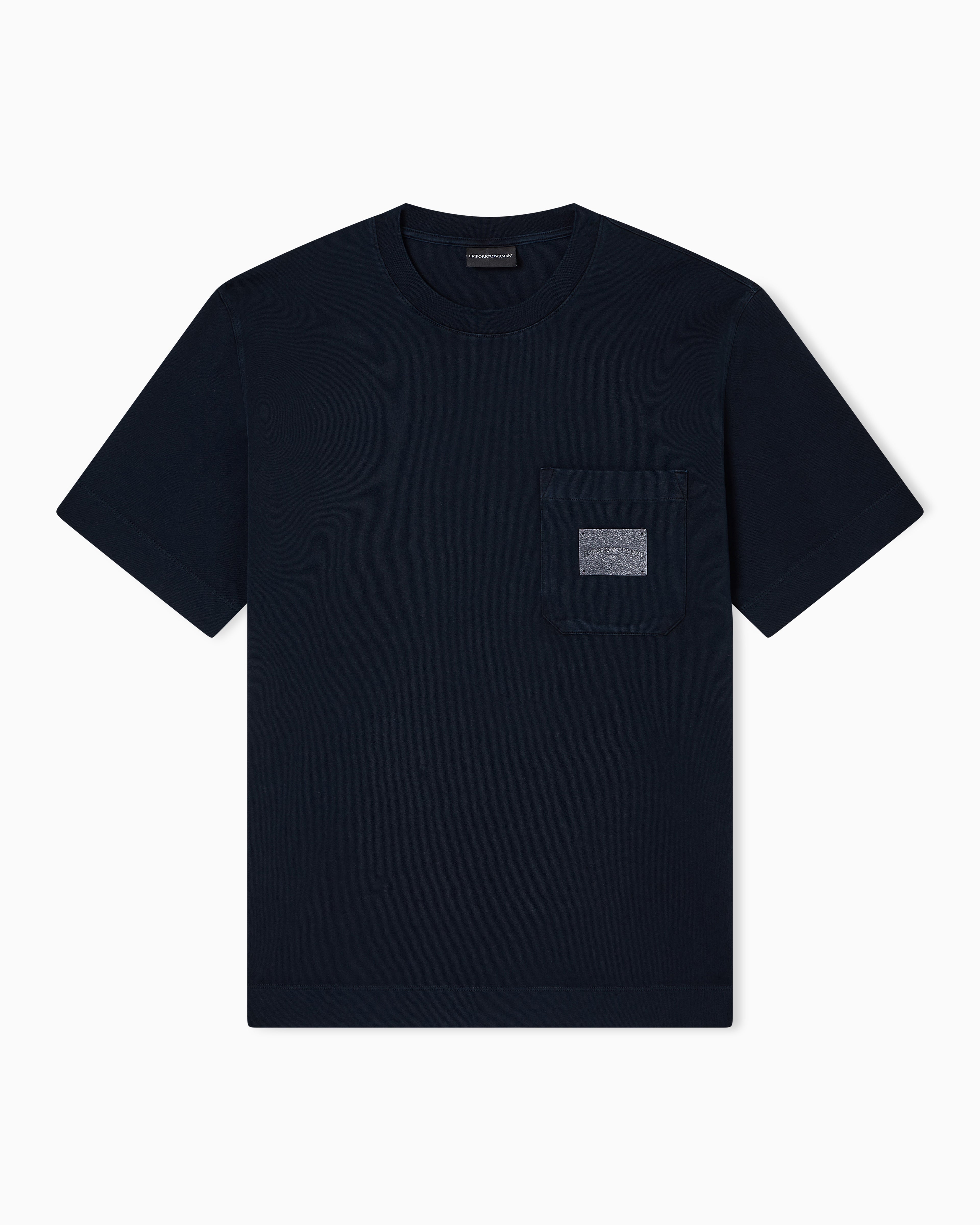 T-shirt in jersey con patch logo in pelle ASV EM002722 AF13715 UB118 EMPORIO ARMANI Blue navy 