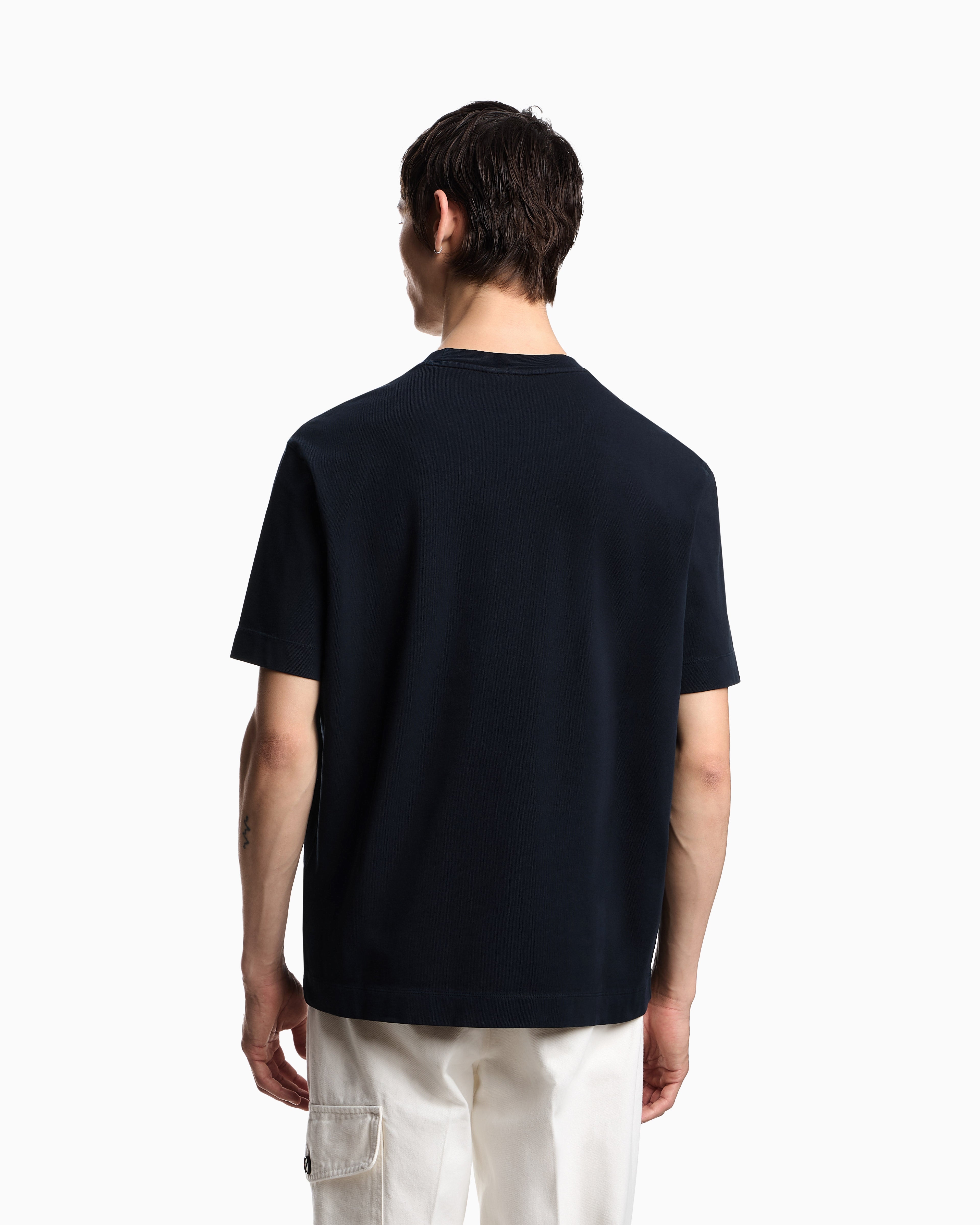 T-shirt in jersey con patch logo in pelle ASV EM002722 AF13715 UB118 EMPORIO ARMANI Blue navy 