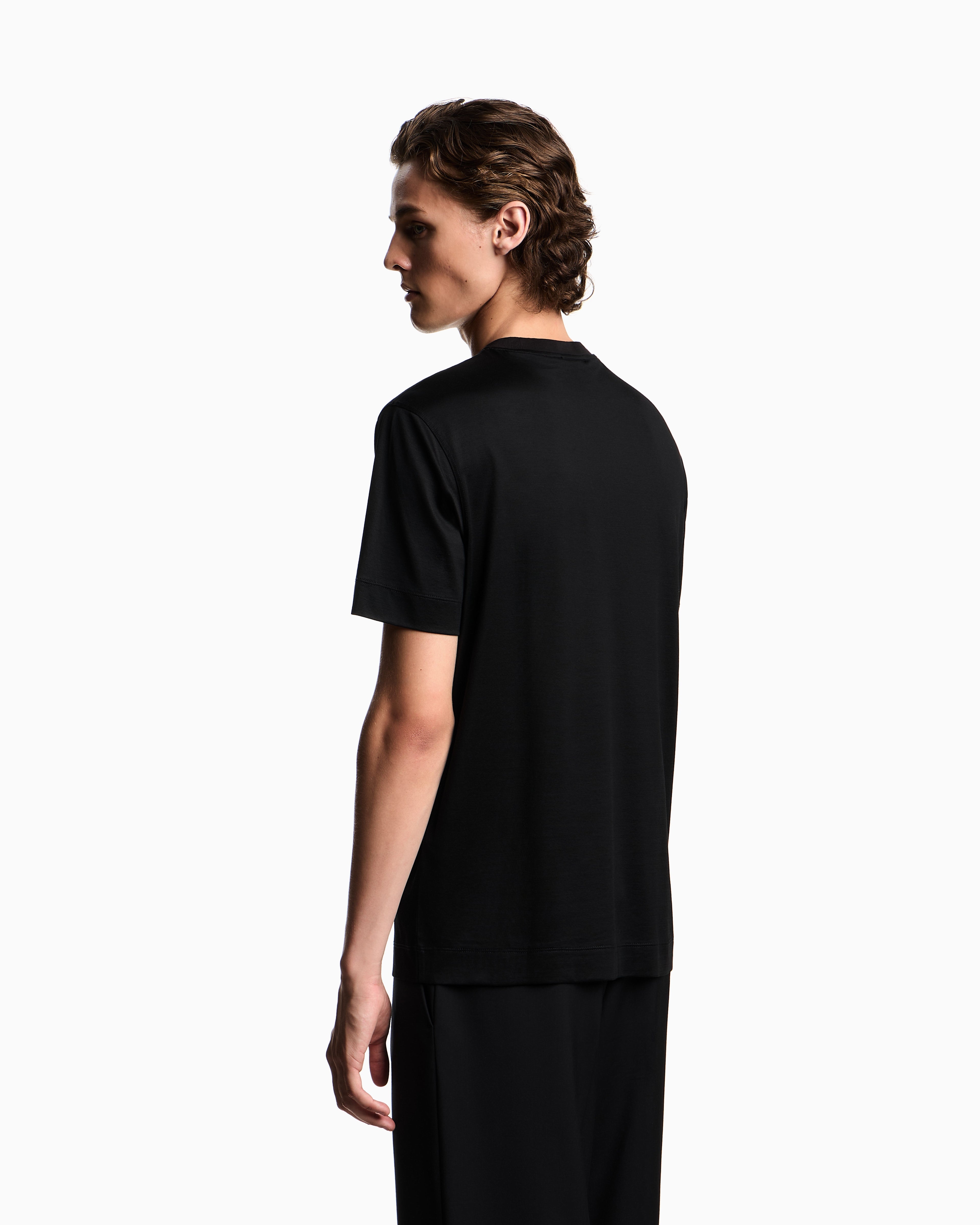 T-shirt in jersey misto lyocell con ricamo Capsule San Valentino EM002821 AF10761 UC001 EMPORIO ARMANI Black beauty 