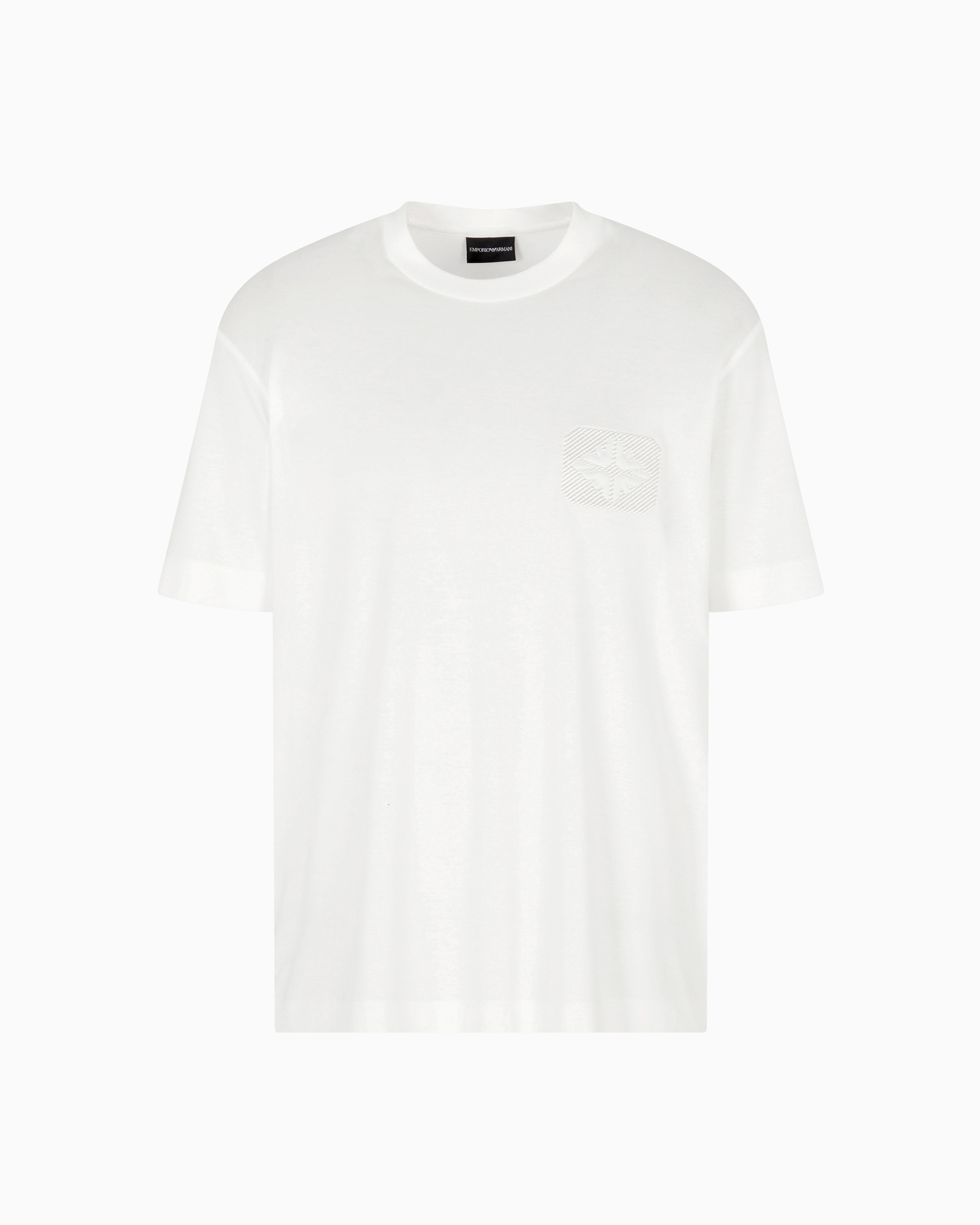 T-shirt in lyocell con logo aquile bombate a rilievo ASV EM002938 AF18312 U0003 EMPORIO ARMANI Snow white 