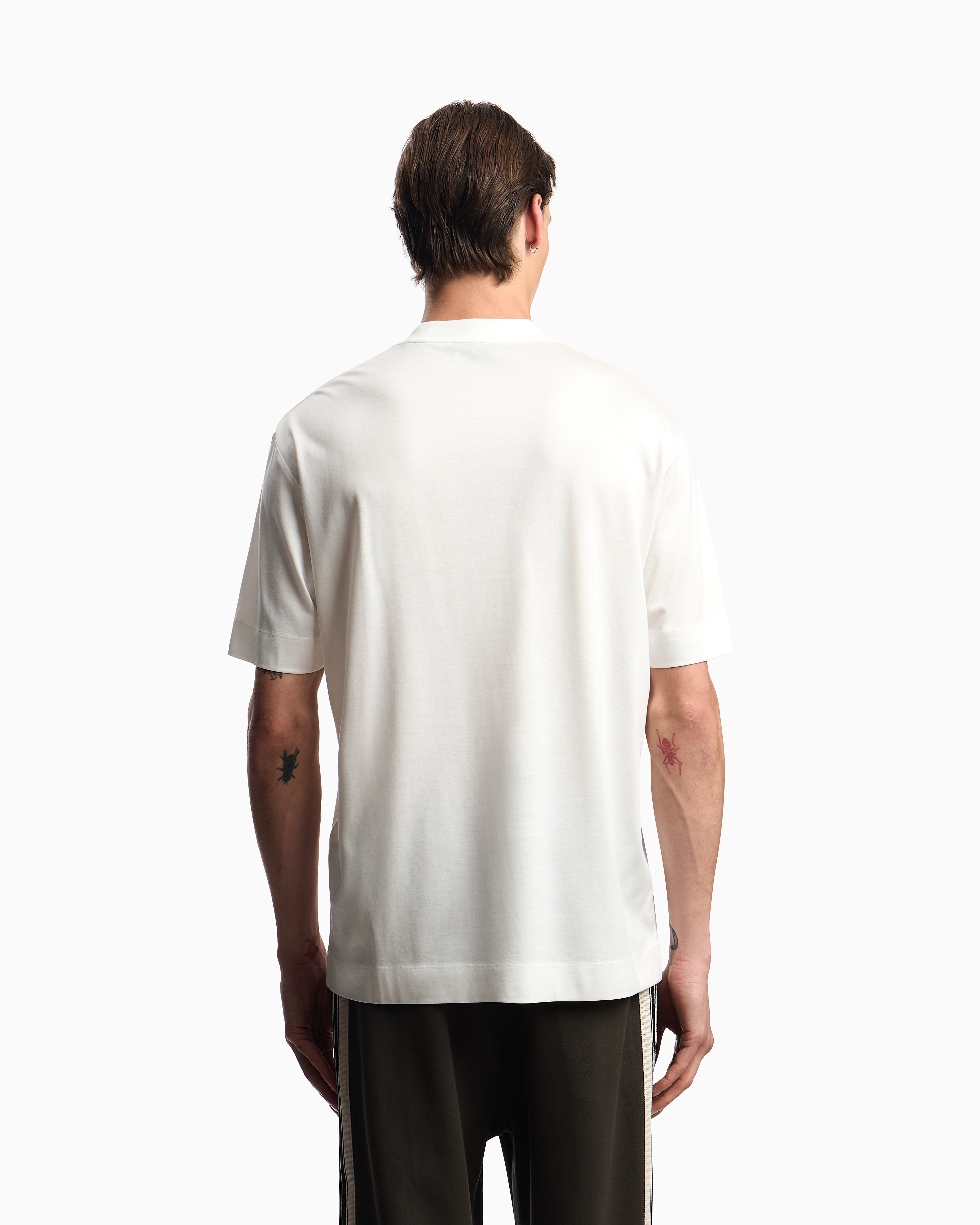 T-shirt in lyocell con logo aquile bombate a rilievo ASV EM002938 AF18312 U0003 EMPORIO ARMANI Snow white 