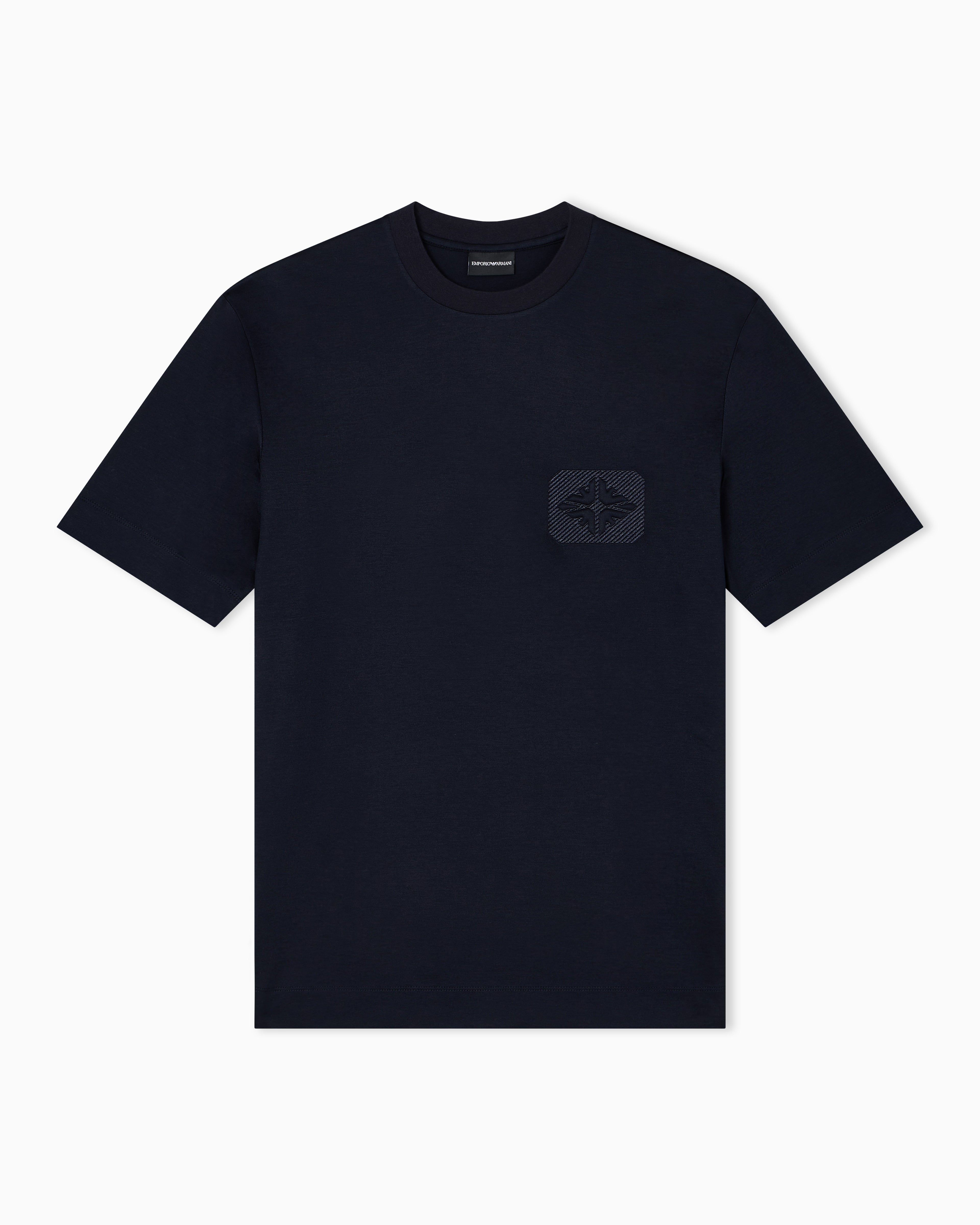 T-shirt in lyocell con logo aquile bombate a rilievo ASV EM002938 AF18312 UB118 EMPORIO ARMANI Blue navy 