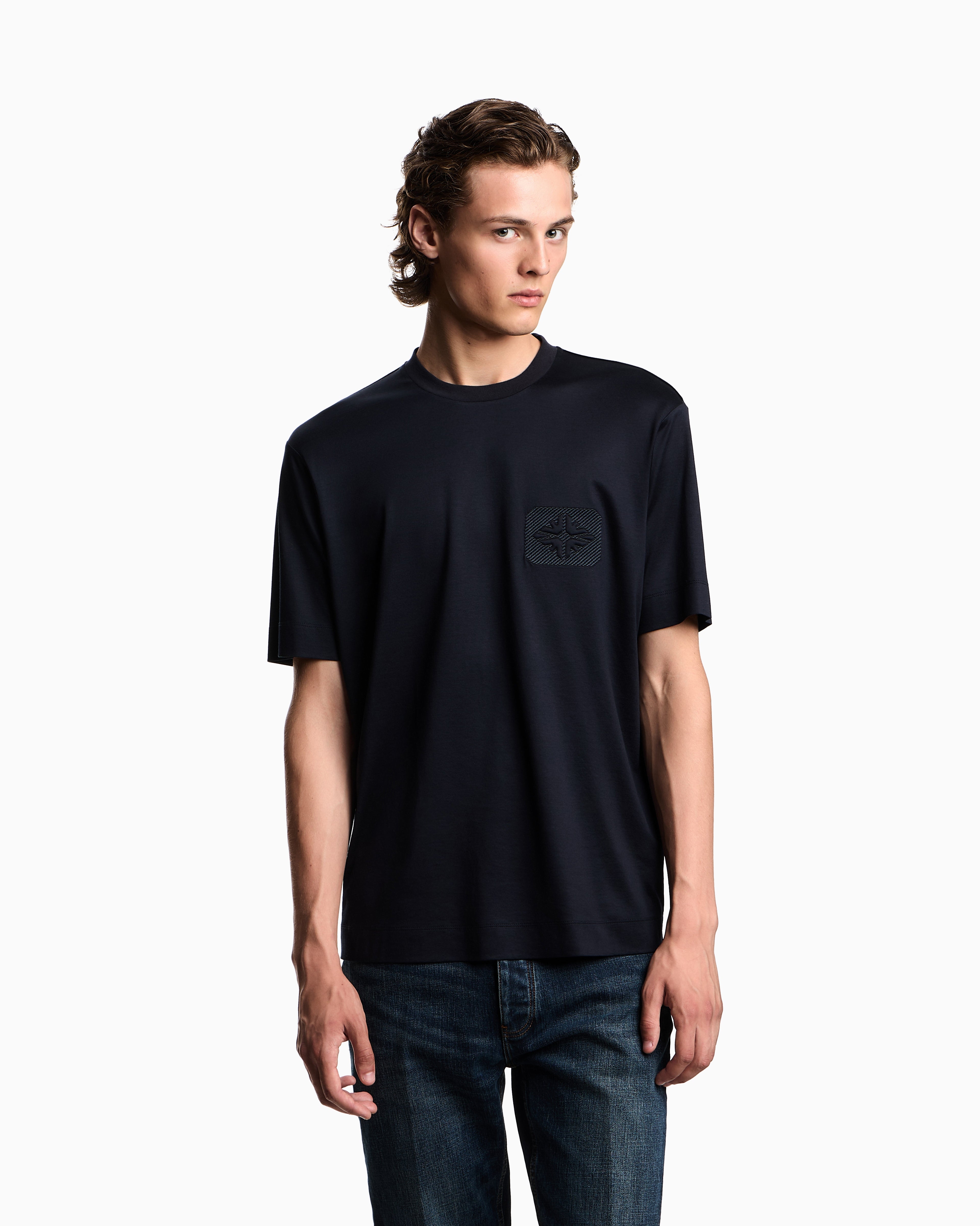 T-shirt in lyocell con logo aquile bombate a rilievo ASV EM002938 AF18312 UB118 EMPORIO ARMANI Blue navy 