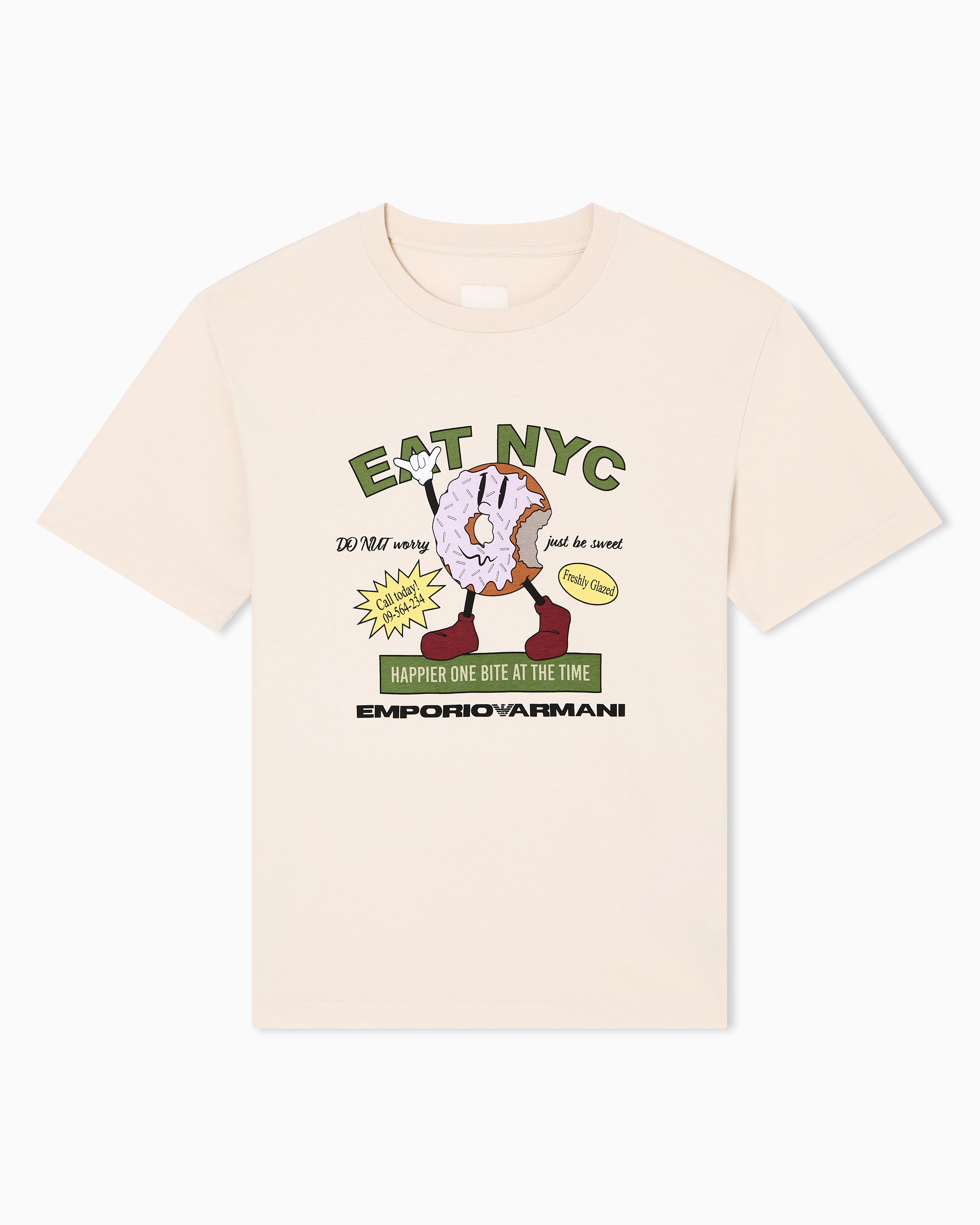 T-shirt in jersey stampa EAT NYC Capsule New York EM003622 AF14836 M1183 EMPORIO ARMANI Donut beige 