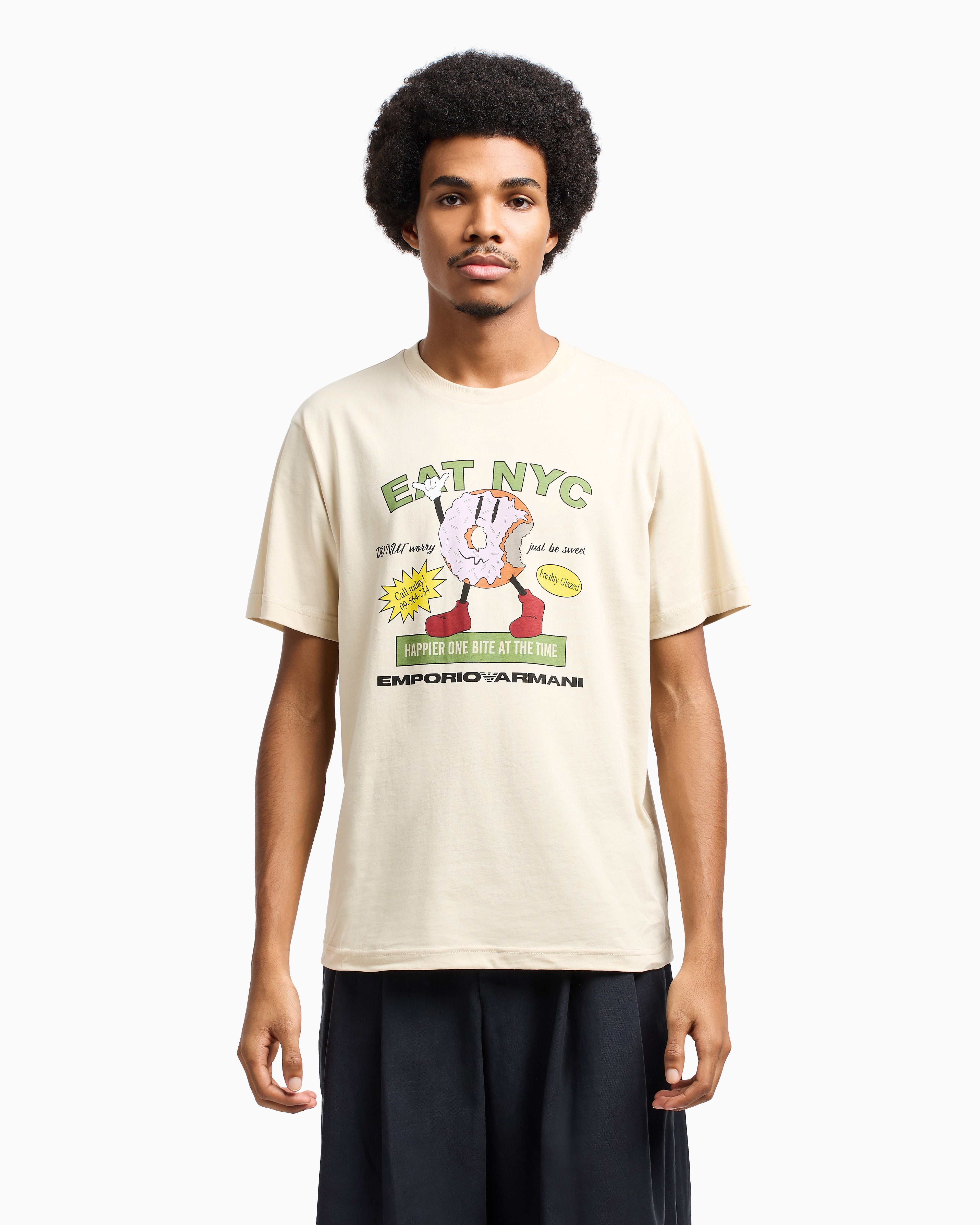 T-shirt in jersey stampa EAT NYC Capsule New York EM003622 AF14836 M1183 EMPORIO ARMANI Donut beige 