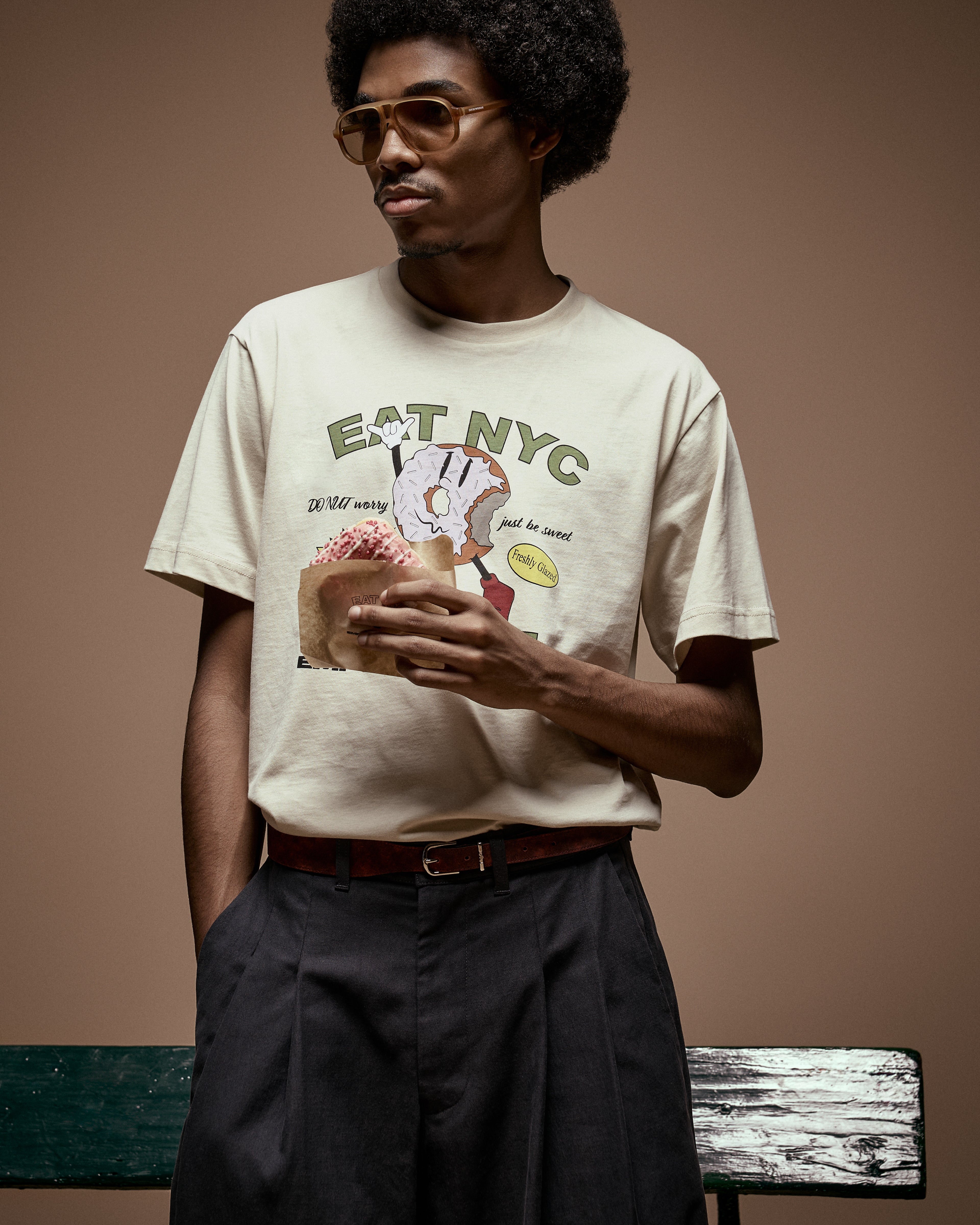T-shirt in jersey stampa EAT NYC Capsule New York EM003622 AF14836 M1183 EMPORIO ARMANI Donut beige 