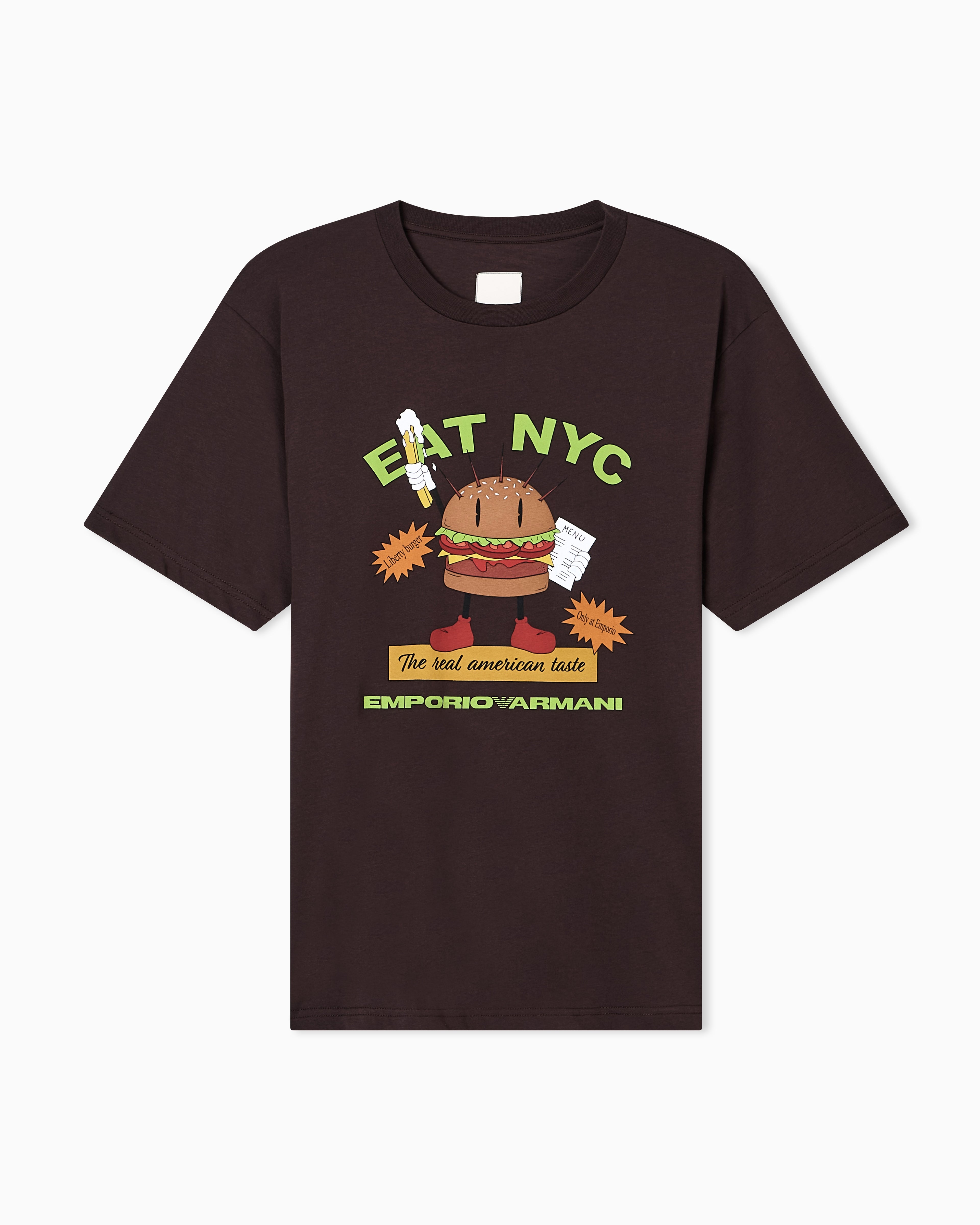 T-shirt in jersey stampa EAT NYC Capsule New York EM003622 AF14836 M6185 EMPORIO ARMANI Hamb marrone 