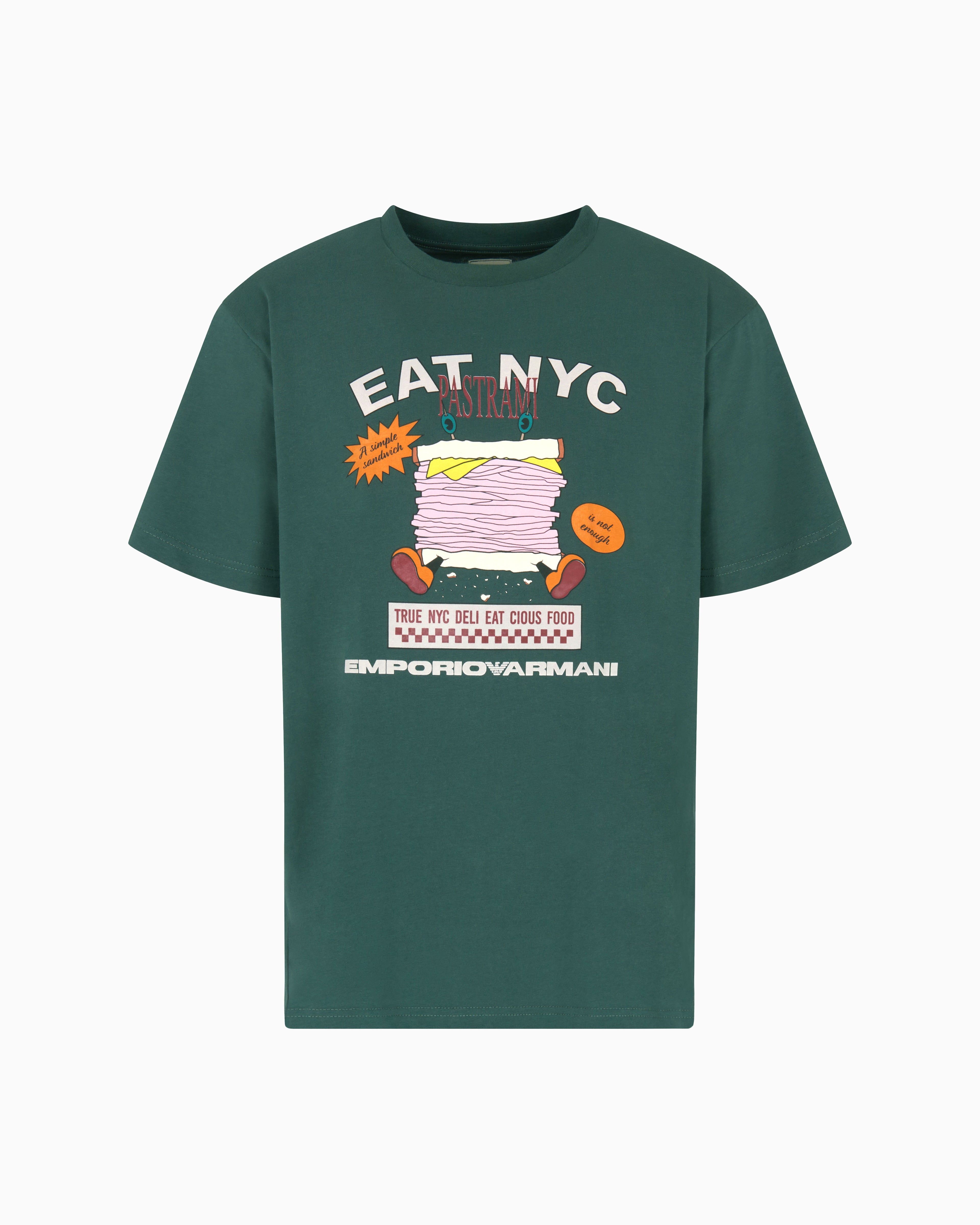 T-shirt in jersey stampa EAT NYC Capsule New York EM003622 AF14836 M7111 EMPORIO ARMANI Bread verde 