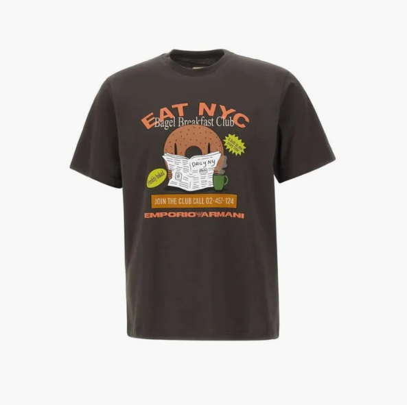 T-shirt in jersey stampa EAT NYC Capsule New York EM003622 AF14836 M8251 EMPORIO ARMANI Bagel grigio 