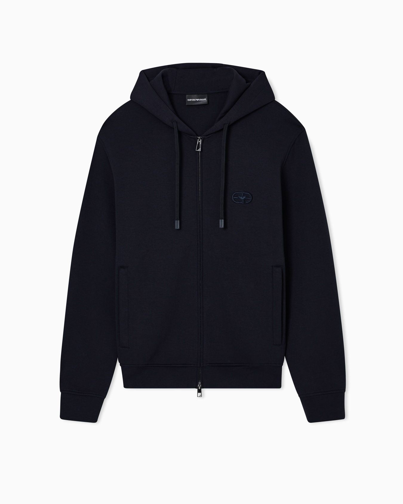 Felpa cappuccio e zip in double jersey EM004538 AF10013 UB118 EMPORIO ARMANI Blu navy 