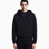 Felpa cappuccio e zip in double jersey EM004538 AF10013 UB118 EMPORIO ARMANI Blu navy 