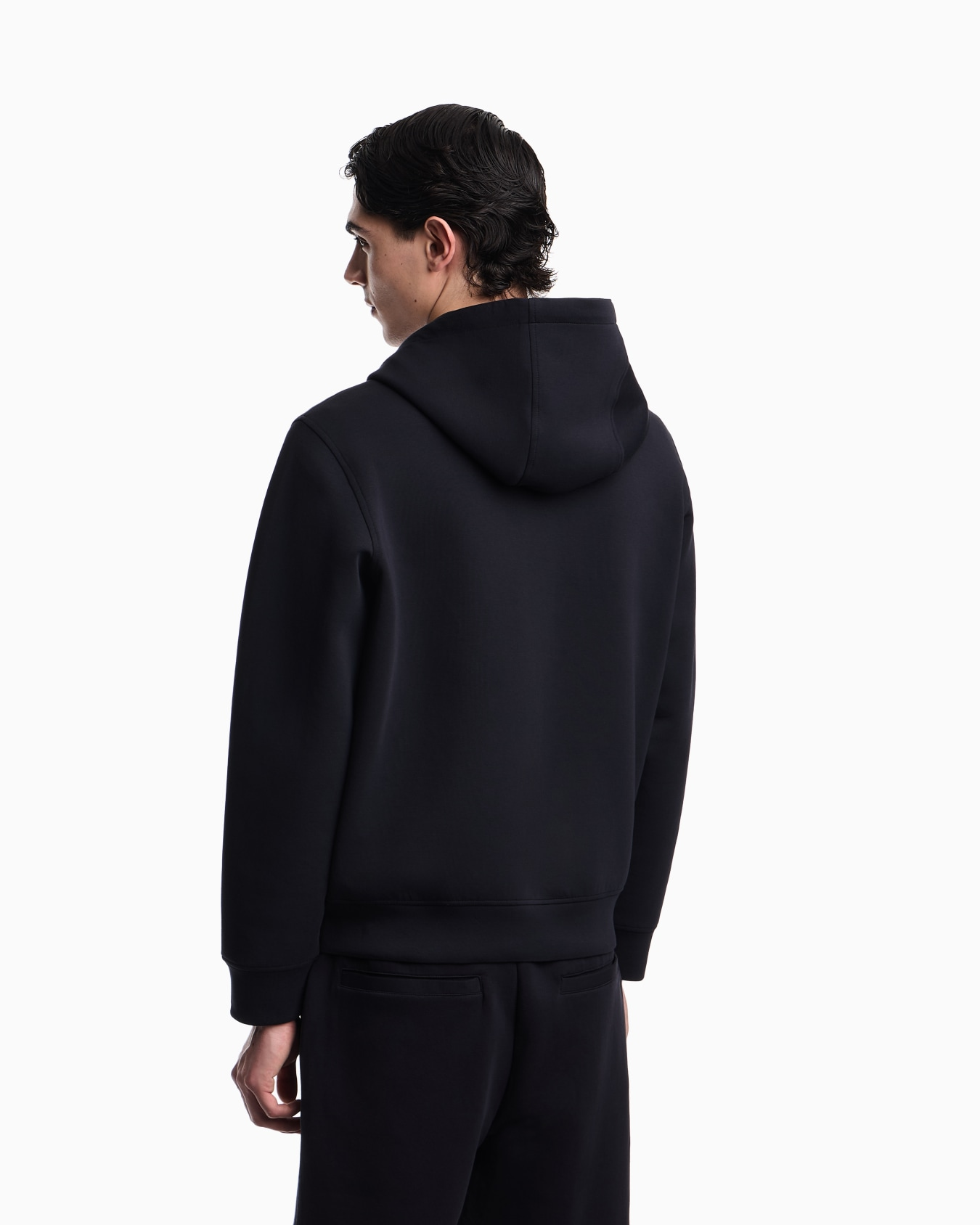 Felpa cappuccio e zip in double jersey EM004538 AF10013 UB118 EMPORIO ARMANI Blu navy 