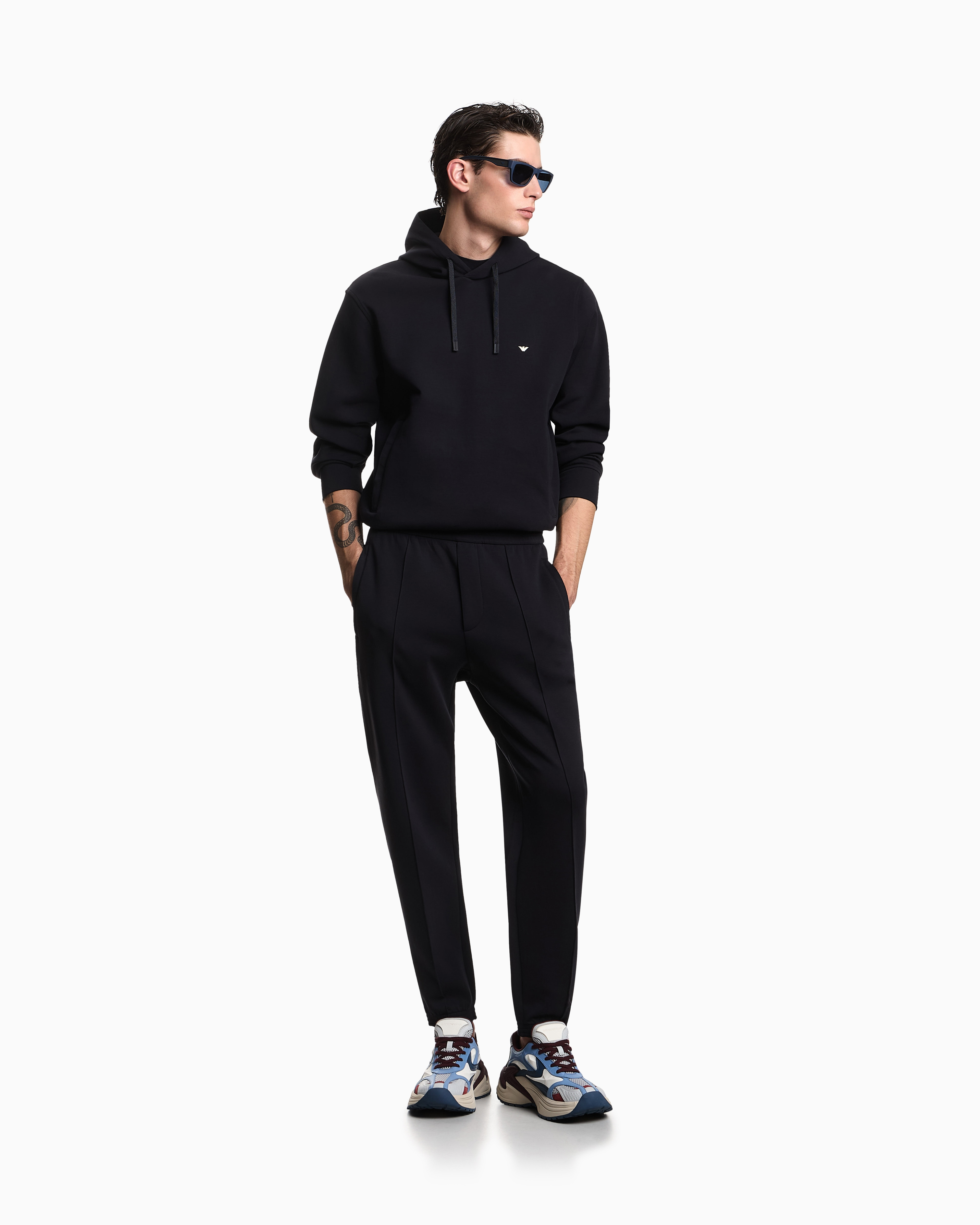Jogger in felpa di cotone EM004542 AF10013 UB118 EMPORIO ARMANI Blu navy 