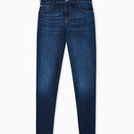 Jeans vita media e gamba dritta in denim used look EW001499 AF17030 MB001 EMPORIO ARMANI Blue denim 