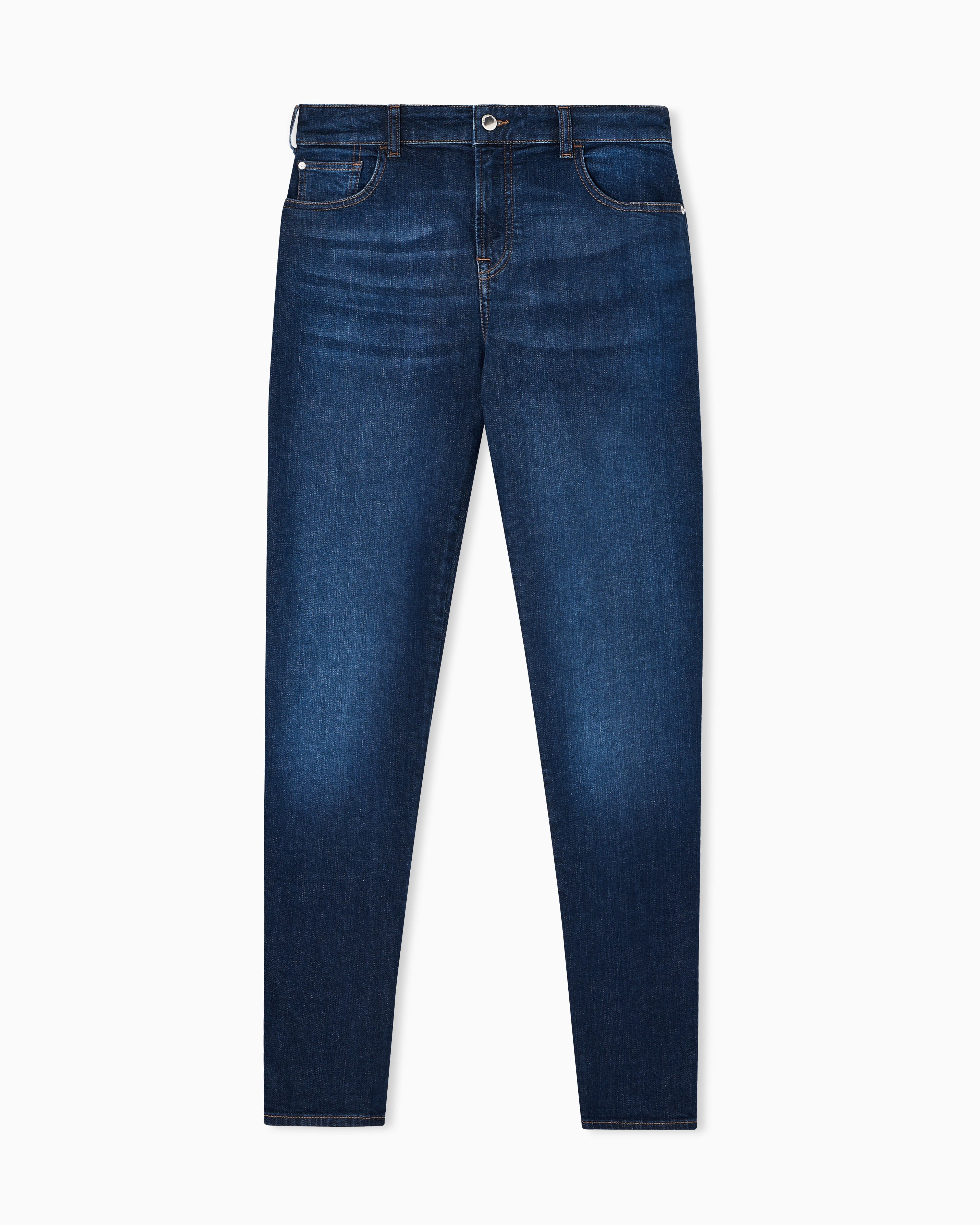 Jeans vita media e gamba dritta in denim used look EW001499 AF17030 MB001 EMPORIO ARMANI Blue denim 