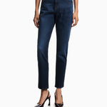 Jeans vita media e gamba dritta in denim used look EW001499 AF17030 MB001 EMPORIO ARMANI Blue denim 