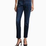 Jeans vita media e gamba dritta in denim used look EW001499 AF17030 MB001 EMPORIO ARMANI Blue denim 