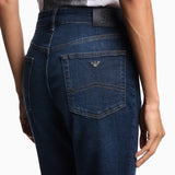 Jeans vita media e gamba dritta in denim used look EW001499 AF17030 MB001 EMPORIO ARMANI Blue denim 