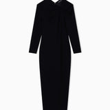 Abito lungo con dettaglio arricciatura in punto Milano stretch EW002783 AF12303 UC001 EMPORIO ARMANI Black 