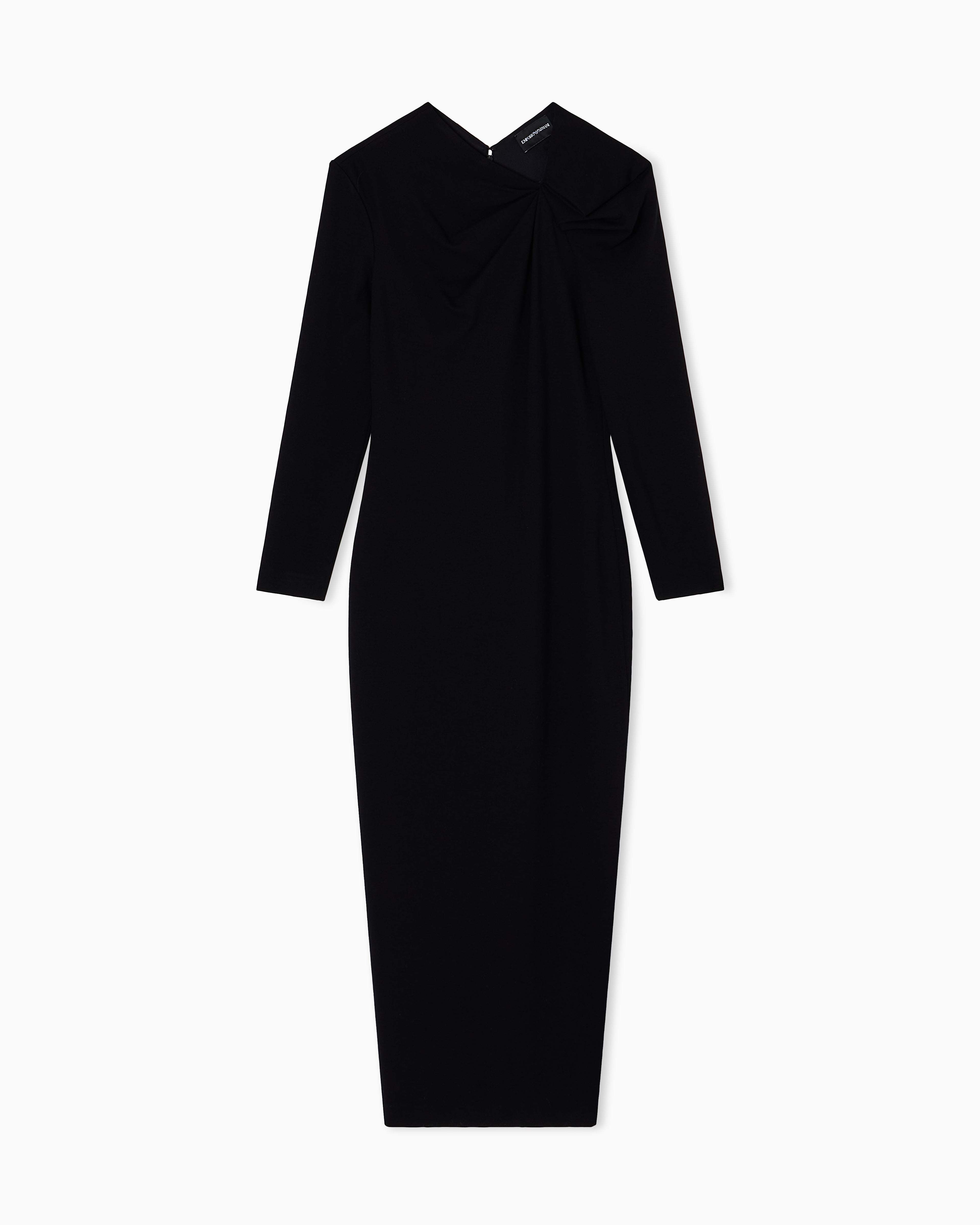Abito lungo con dettaglio arricciatura in punto Milano stretch EW002783 AF12303 UC001 EMPORIO ARMANI Black 
