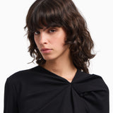 Abito lungo con dettaglio arricciatura in punto Milano stretch EW002783 AF12303 UC001 EMPORIO ARMANI Black 