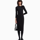Abito lungo con dettaglio arricciatura in punto Milano stretch EW002783 AF12303 UC001 EMPORIO ARMANI Black 