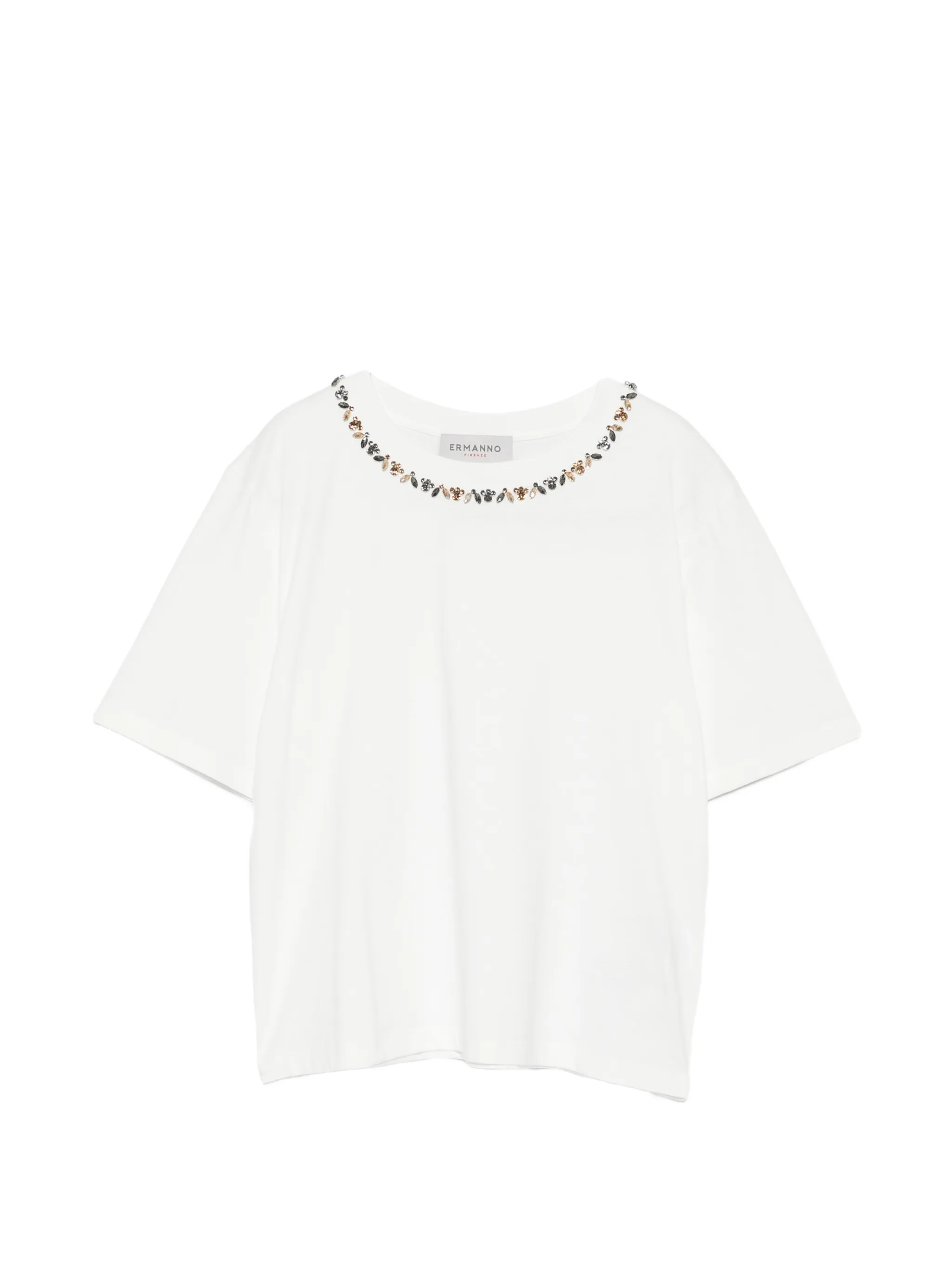T-Shirt manica corta con applicazione D48EL027EE5 MF010 ERMANNO FIRENZE White 