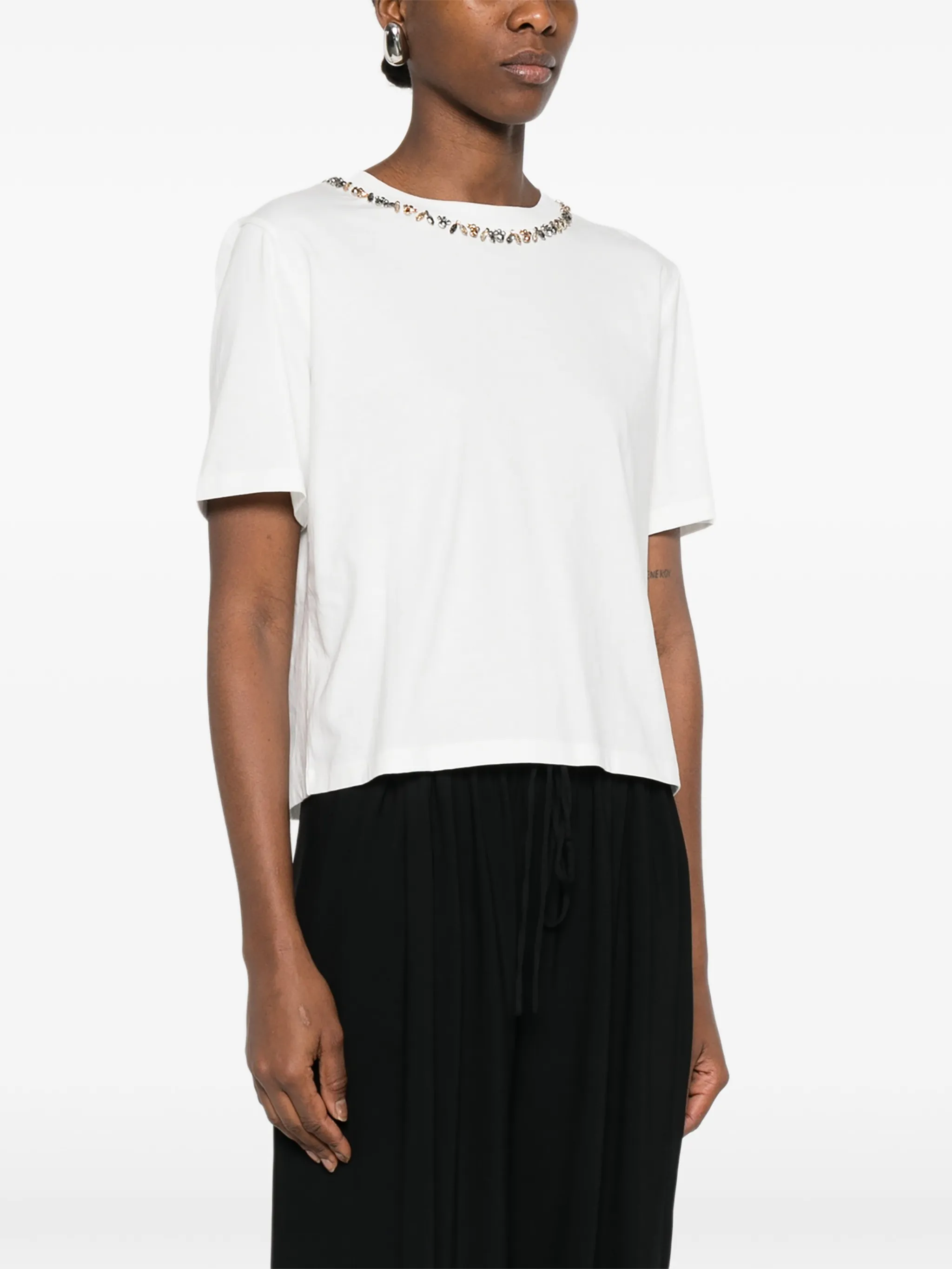 T-Shirt manica corta con applicazione D48EL027EE5 MF010 ERMANNO FIRENZE White 