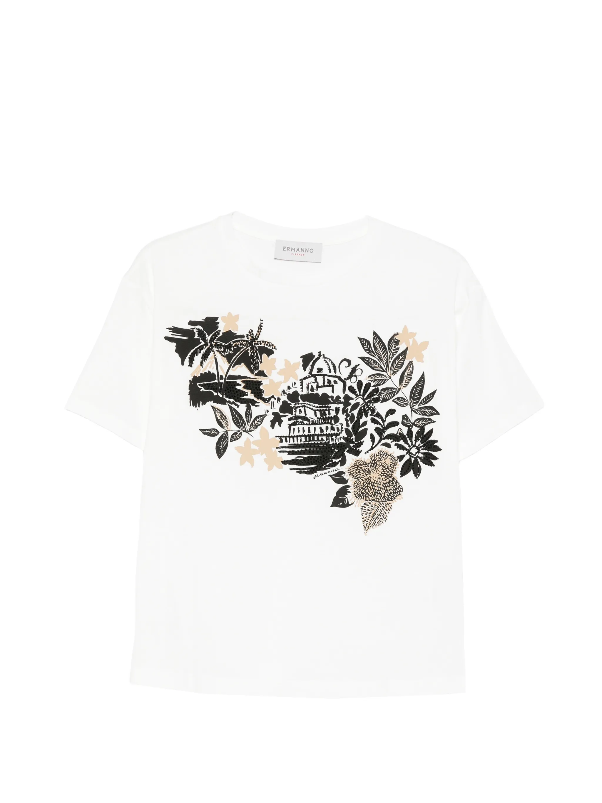 T-Shirt manica corta stampata D48EL040EE9 MFB63 ERMANNO FIRENZE Off white/ecru/nero 