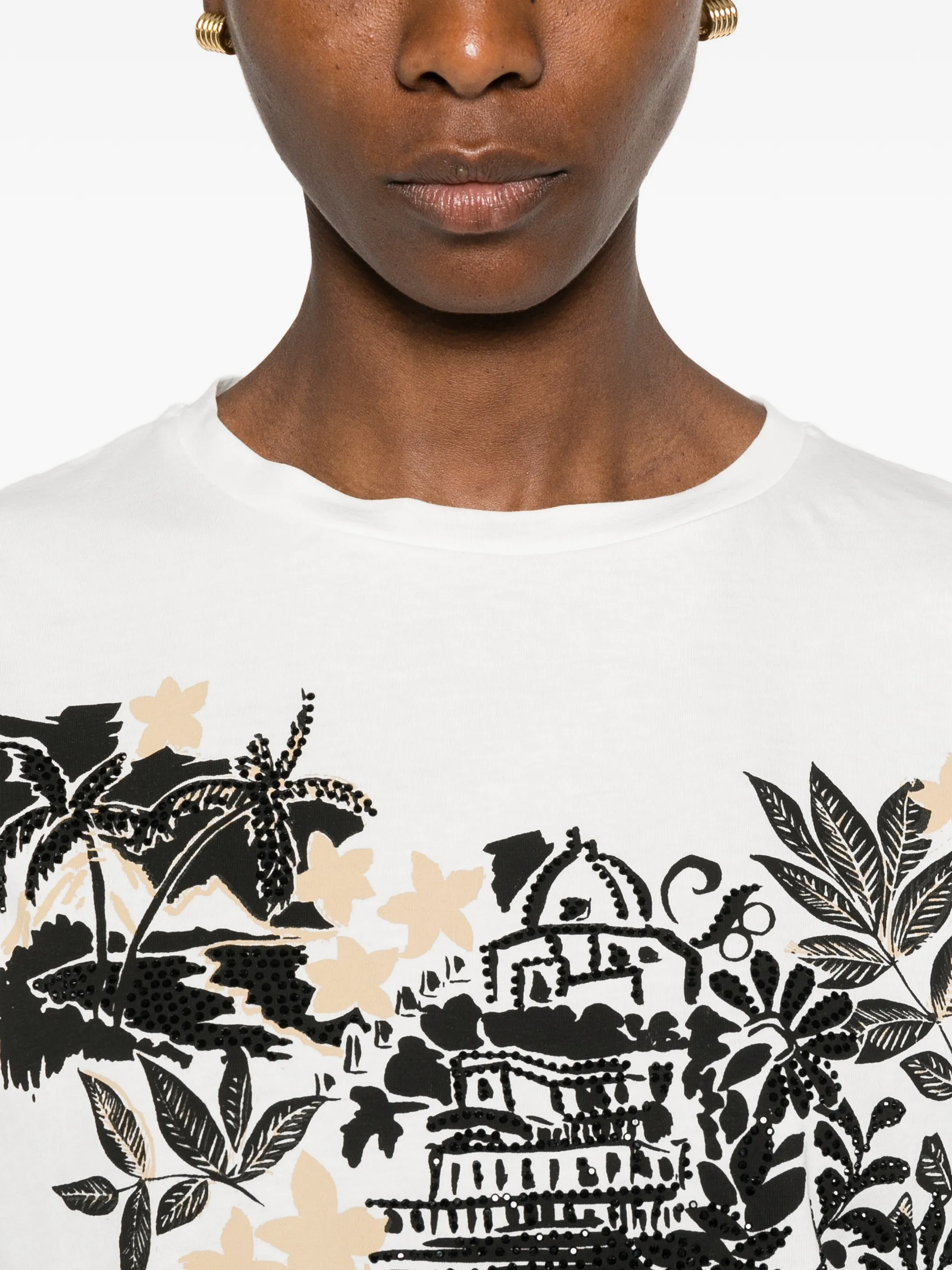 T-Shirt manica corta stampata D48EL040EE9 MFB63 ERMANNO FIRENZE Off white/ecru/nero 