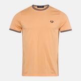 T-shirt con doppia riga M1588 82B FRED PERRY Peach/fhnv/fhnv 