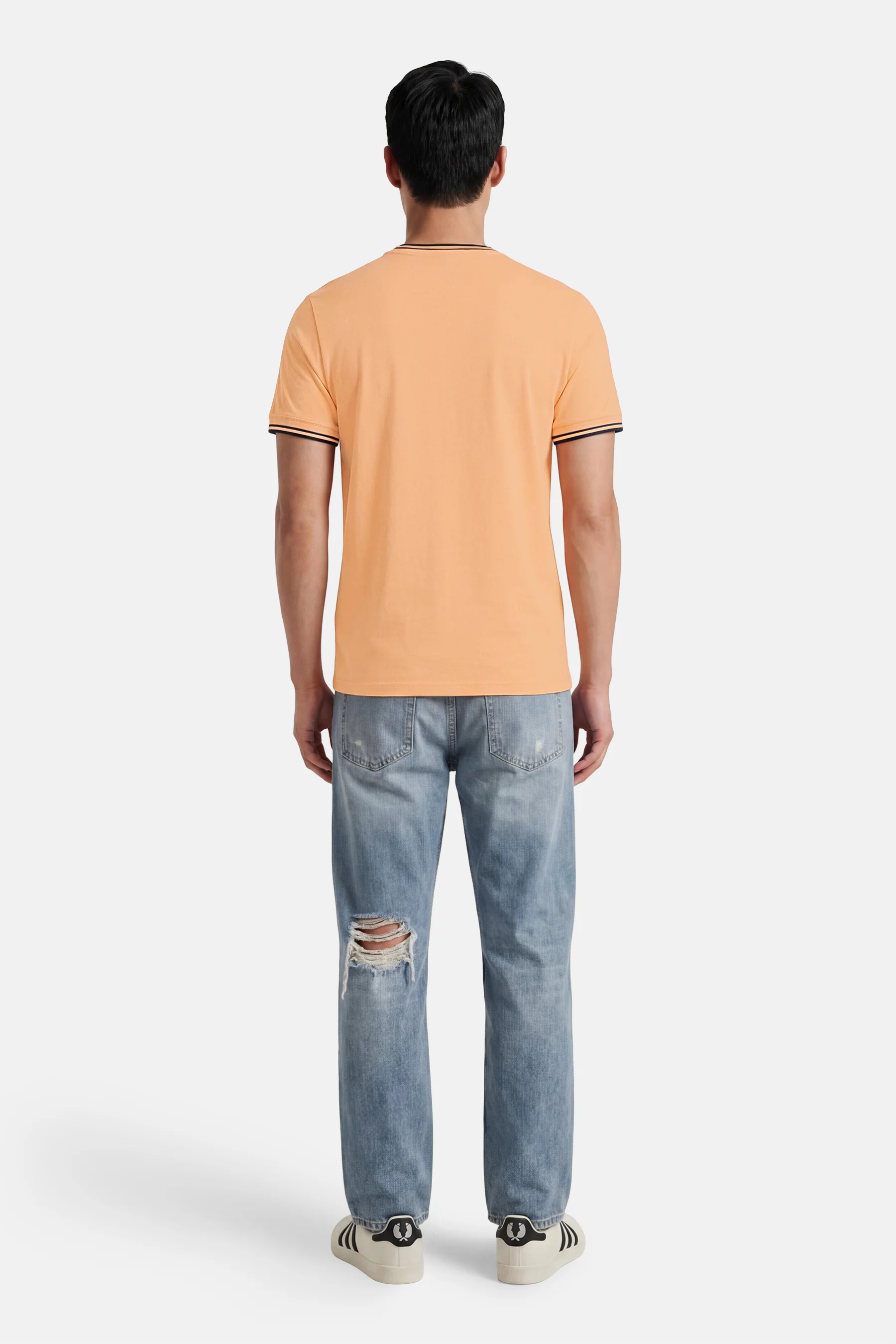 T-shirt con doppia riga M1588 82B FRED PERRY Peach/fhnv/fhnv 