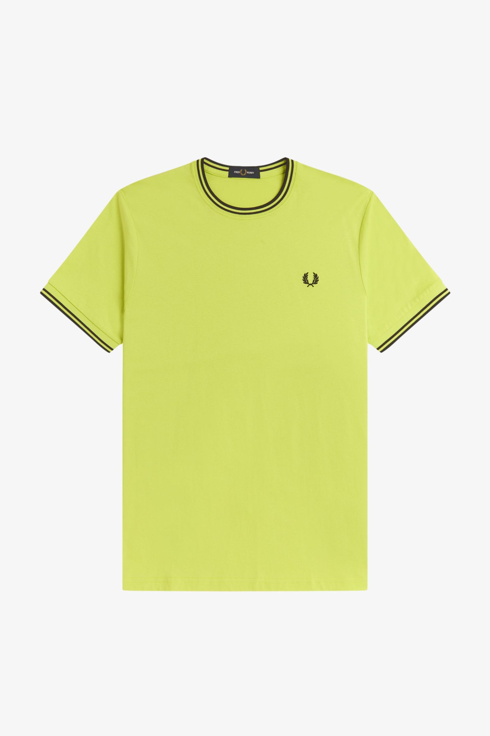 T-shirt con doppia riga M1588 84B FRED PERRY Citron/blk/blk 