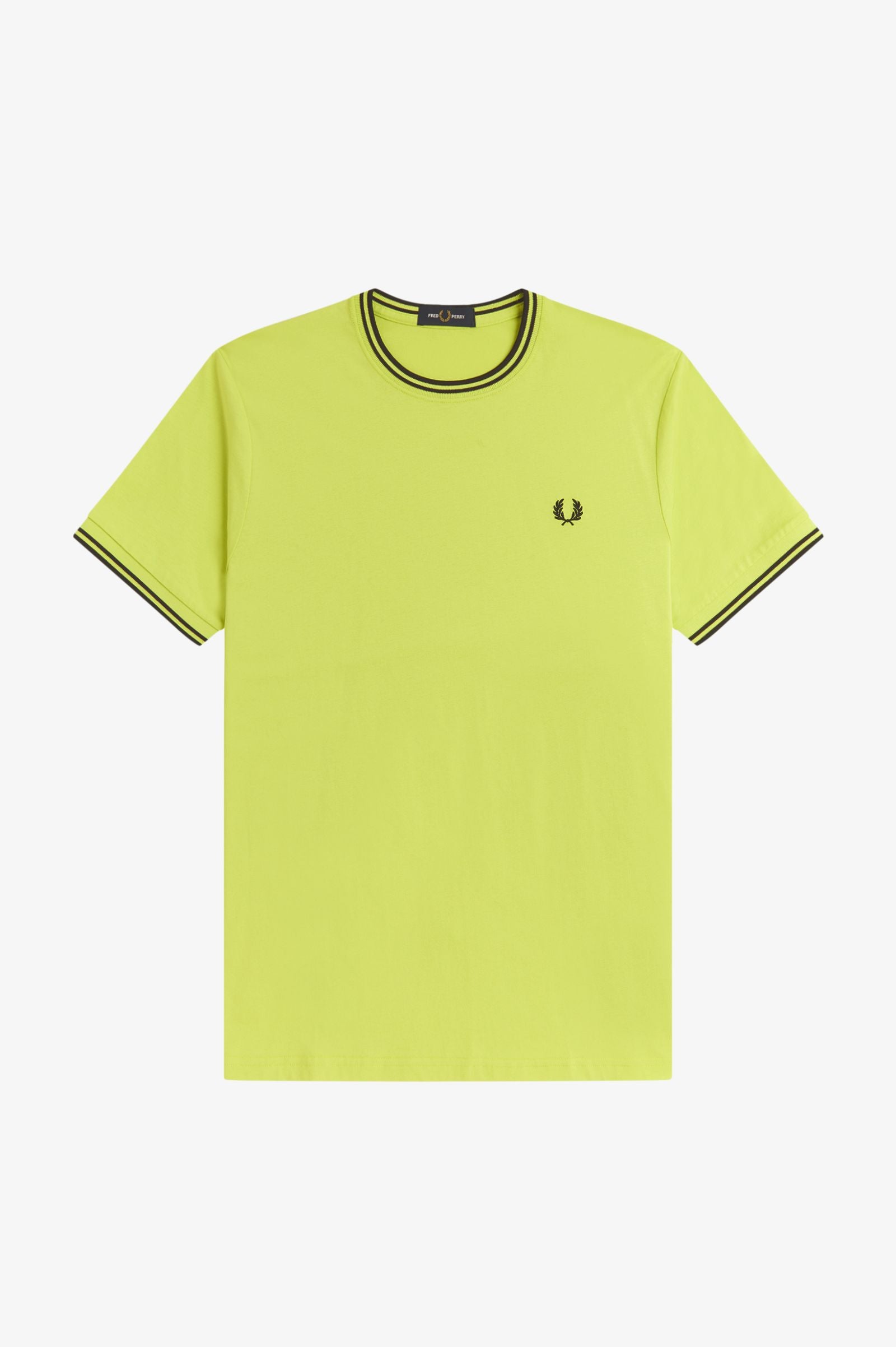 T-shirt con doppia riga M1588 84B FRED PERRY Citron/blk/blk 