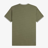 T-shirt con doppia riga M1588 87B FRED PERRY Lwgrn/ecru/dskbl 