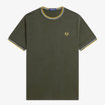 T-shirt con doppia riga M1588 05B FRED PERRY Hntngr/lgic/lmnb 