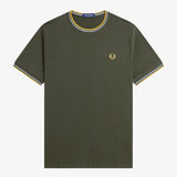 T-shirt con doppia riga M1588 05B FRED PERRY Hntngr/lgic/lmnb 